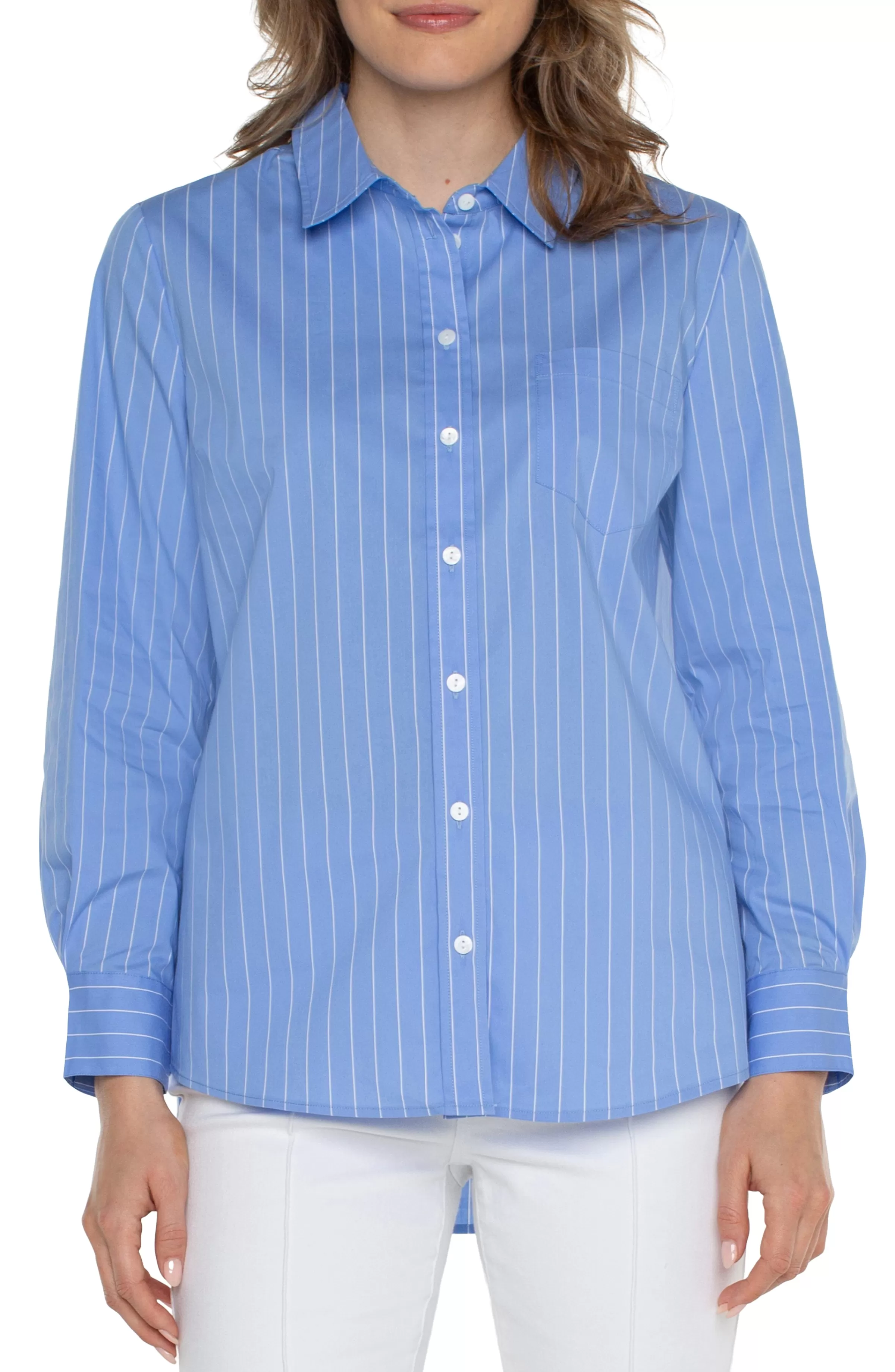 CLASSIC BUTTON FRONT POPLIN SHIRT*Liverpool Los Angeles Online