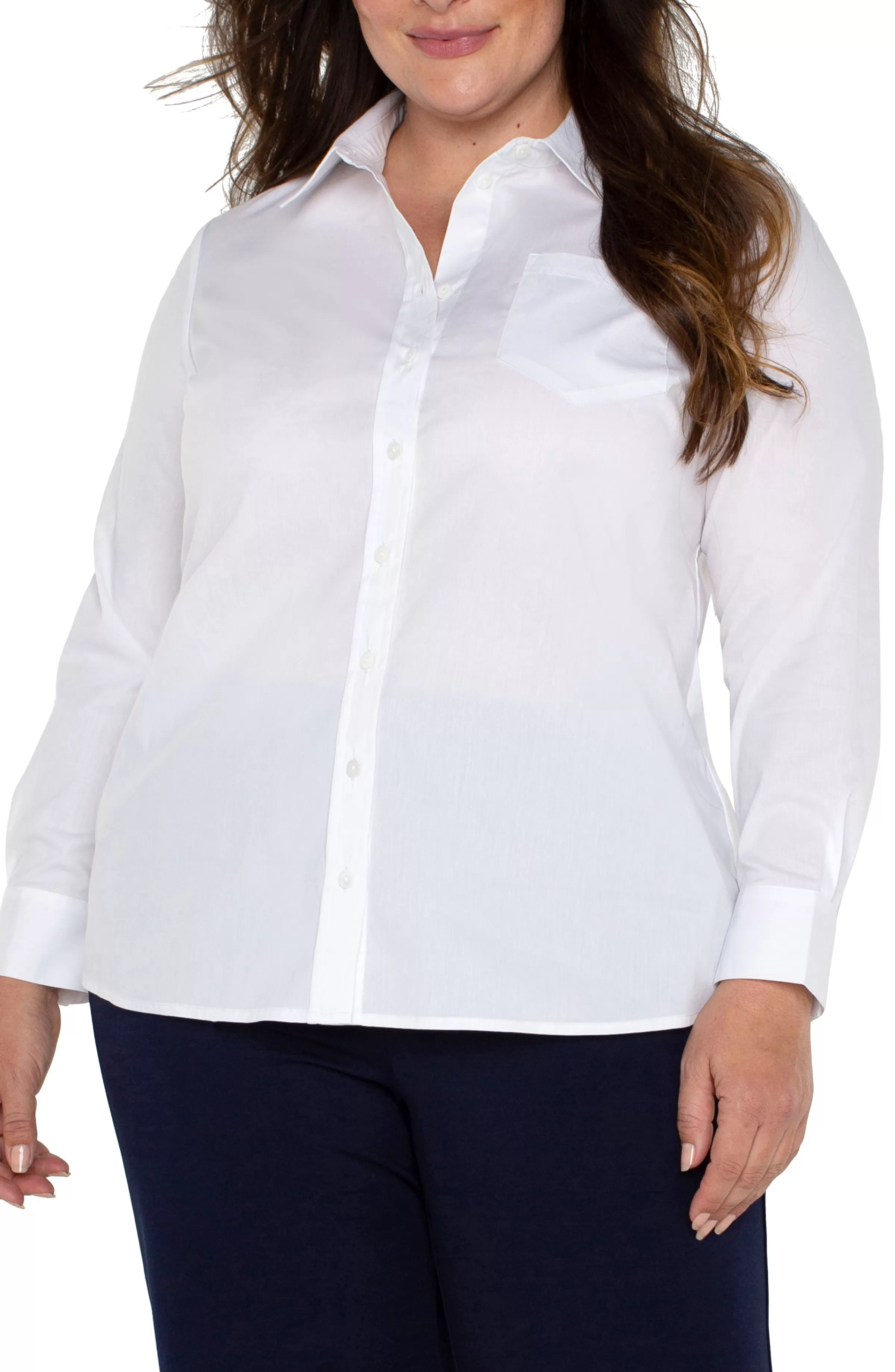 CLASSIC BUTTON FRONT POPLIN SHIRT*Liverpool Los Angeles Best Sale