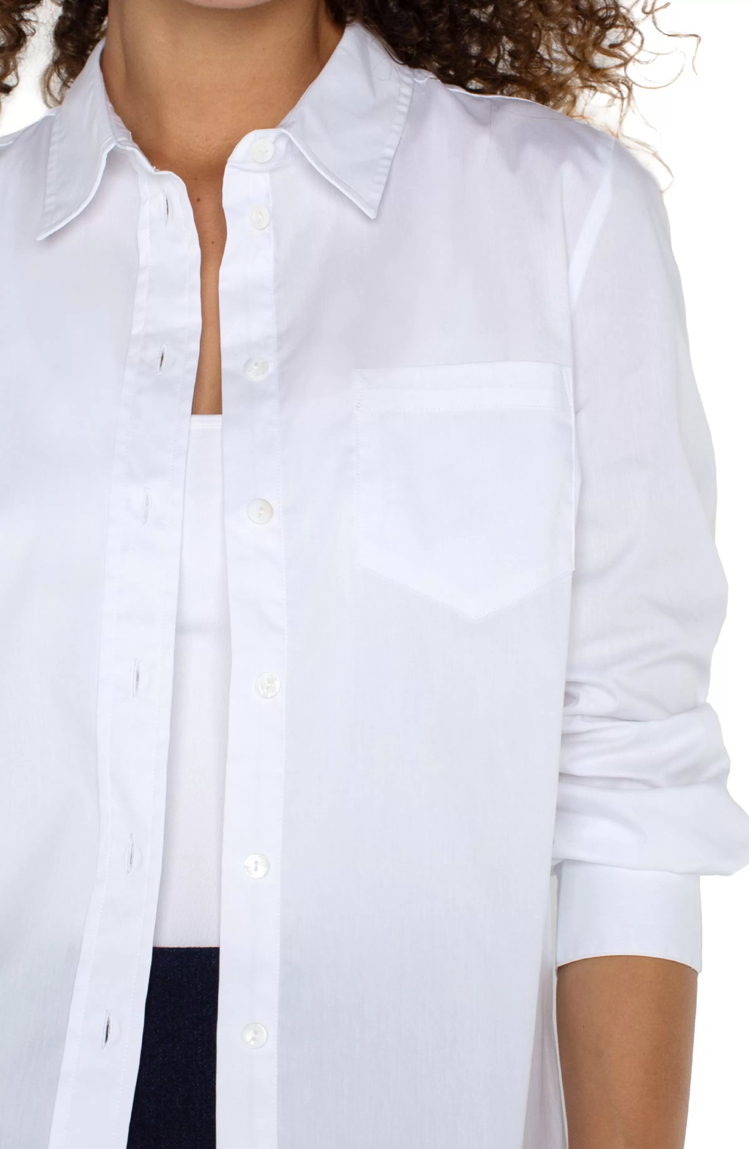 CLASSIC BUTTON FRONT POPLIN SHIRT*Liverpool Los Angeles Best Sale