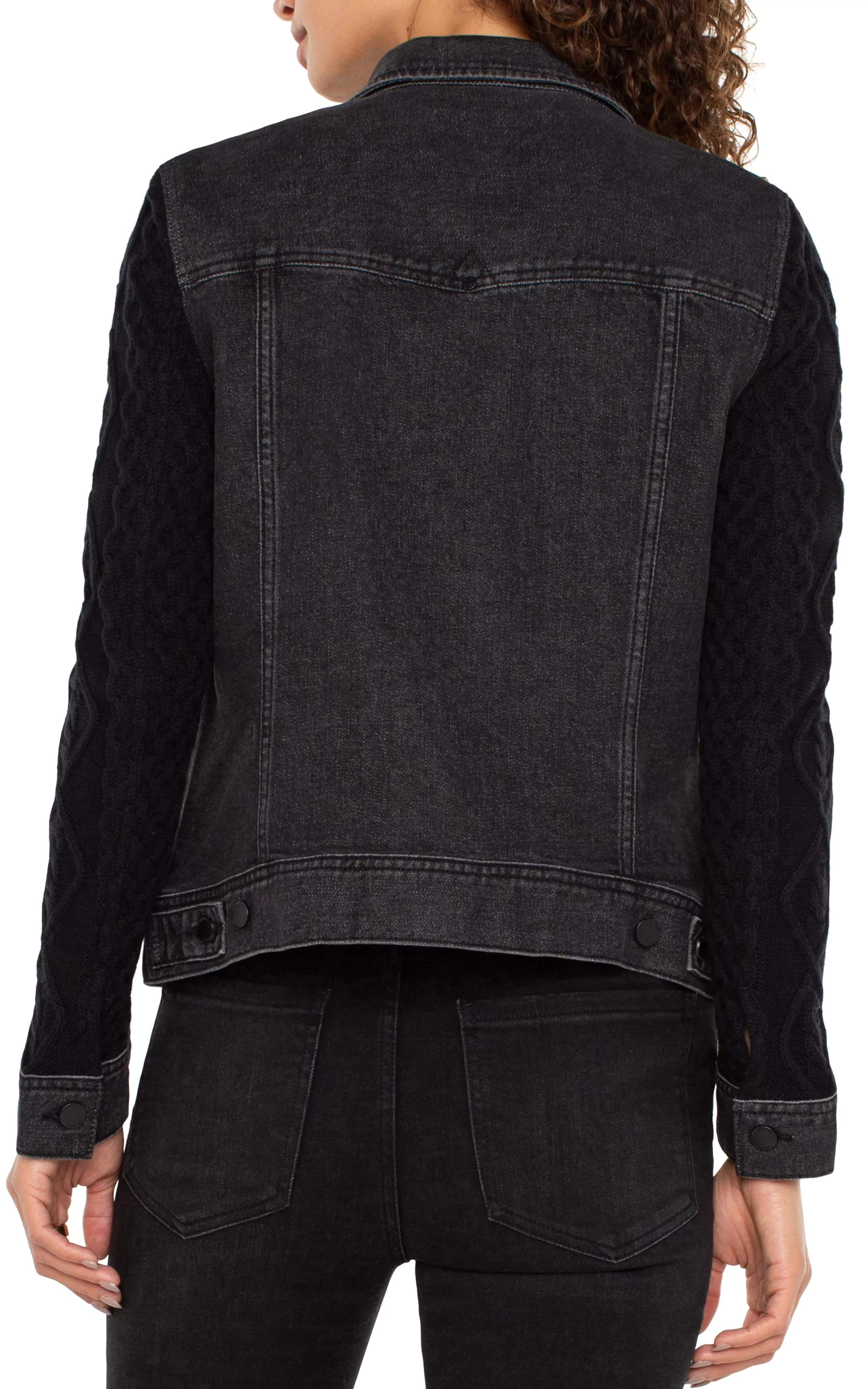 DENIM JACKET WITH SWEATER SLEEVES*Liverpool Los Angeles Discount