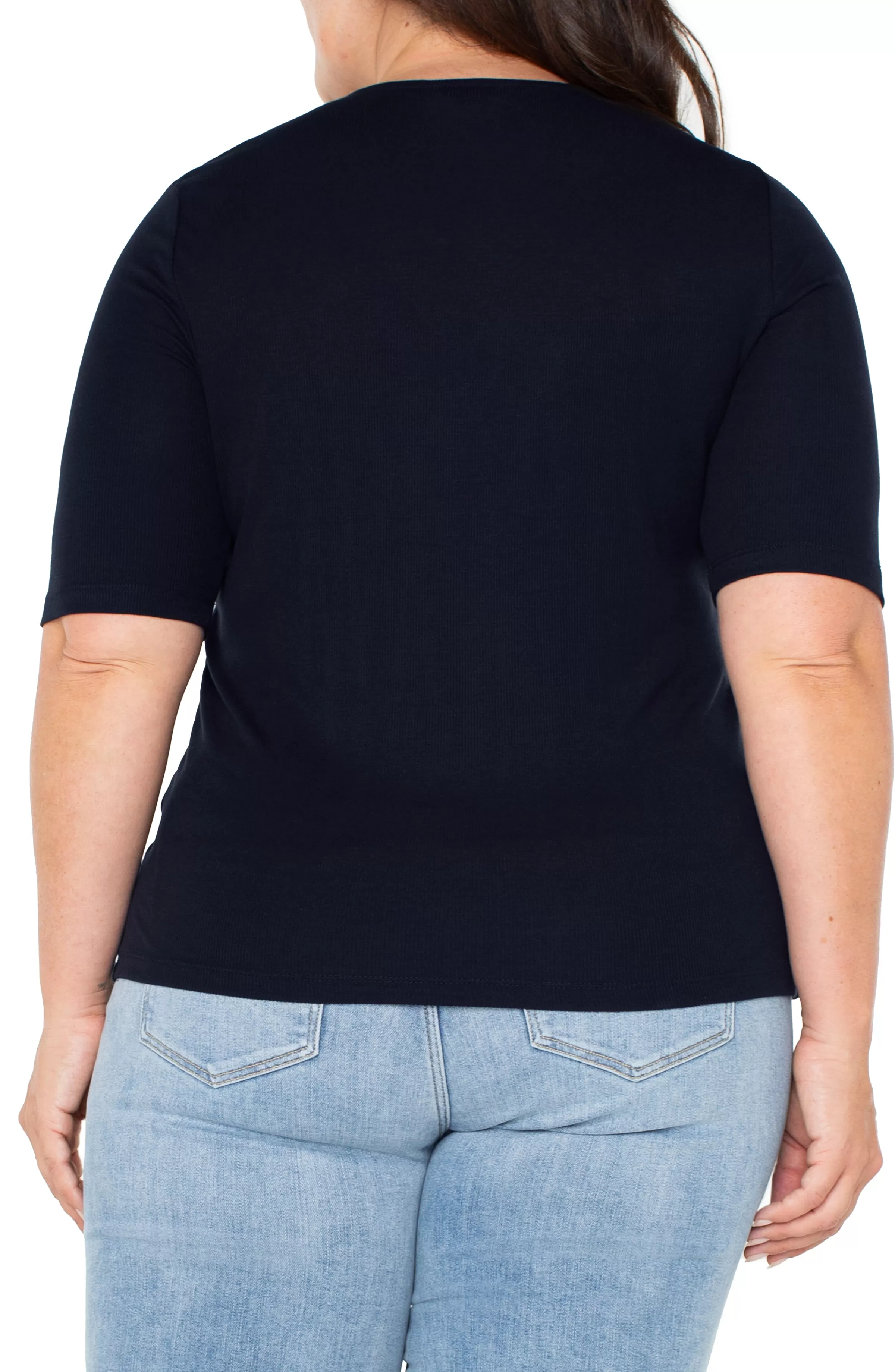 DOUBLE LAYER V-NECK RIB KNIT TOP*Liverpool Los Angeles Store