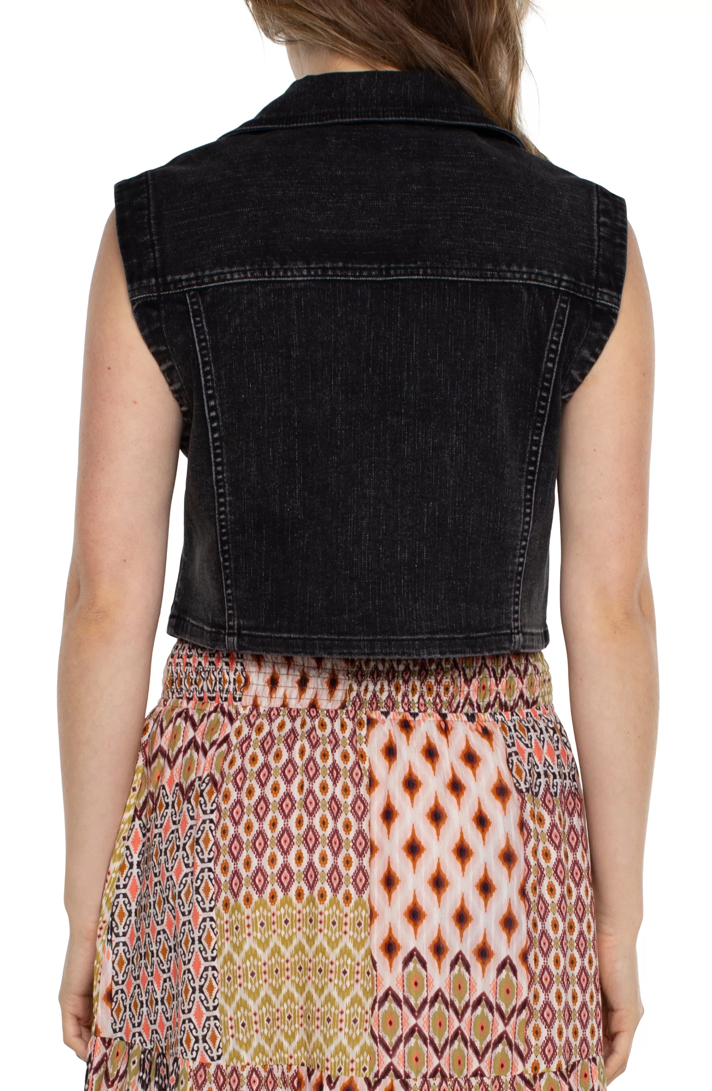 ECO NOTCH COLLAR CROP VEST*Liverpool Los Angeles Clearance