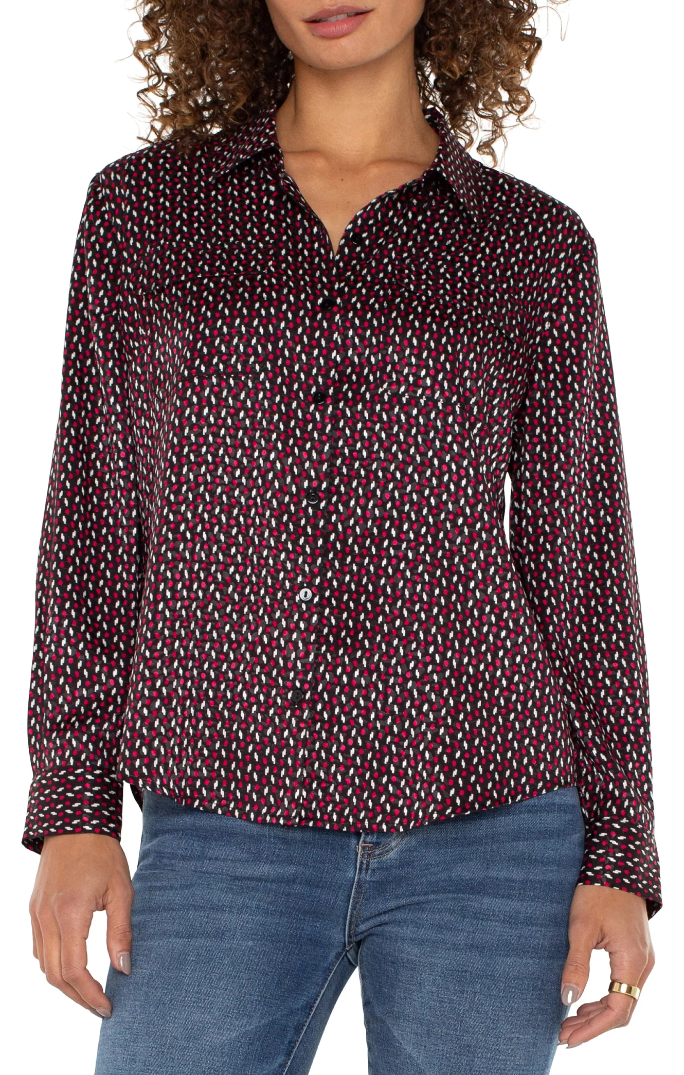 FLAP POCKET BUTTON UP WOVEN BLOUSE*Liverpool Los Angeles Cheap