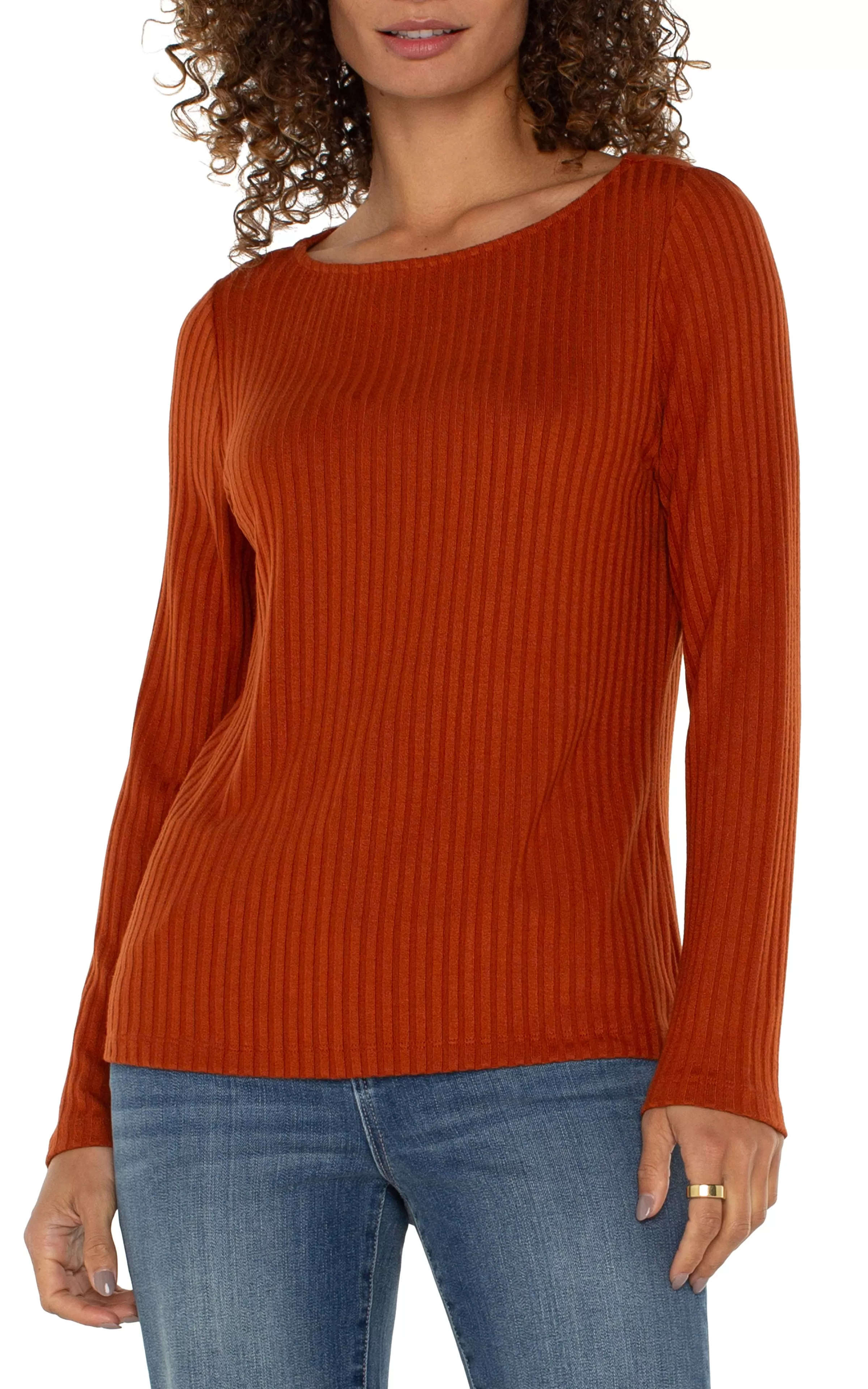 LONG SLEEVE BOAT NECK KNIT TOP*Liverpool Los Angeles Cheap