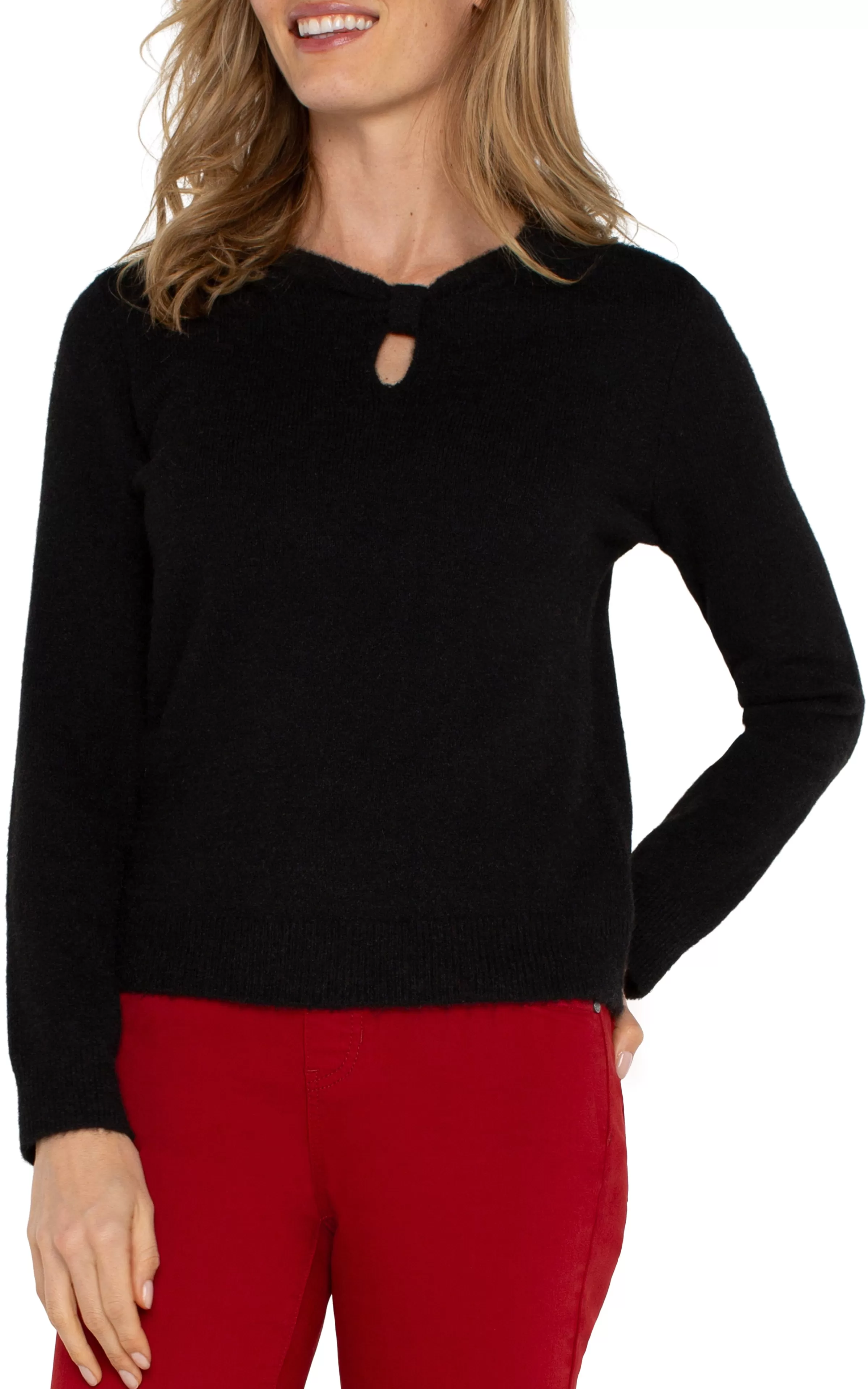 LONG SLEEVE CUT OUT BOW NECK SWEATER*Liverpool Los Angeles Discount