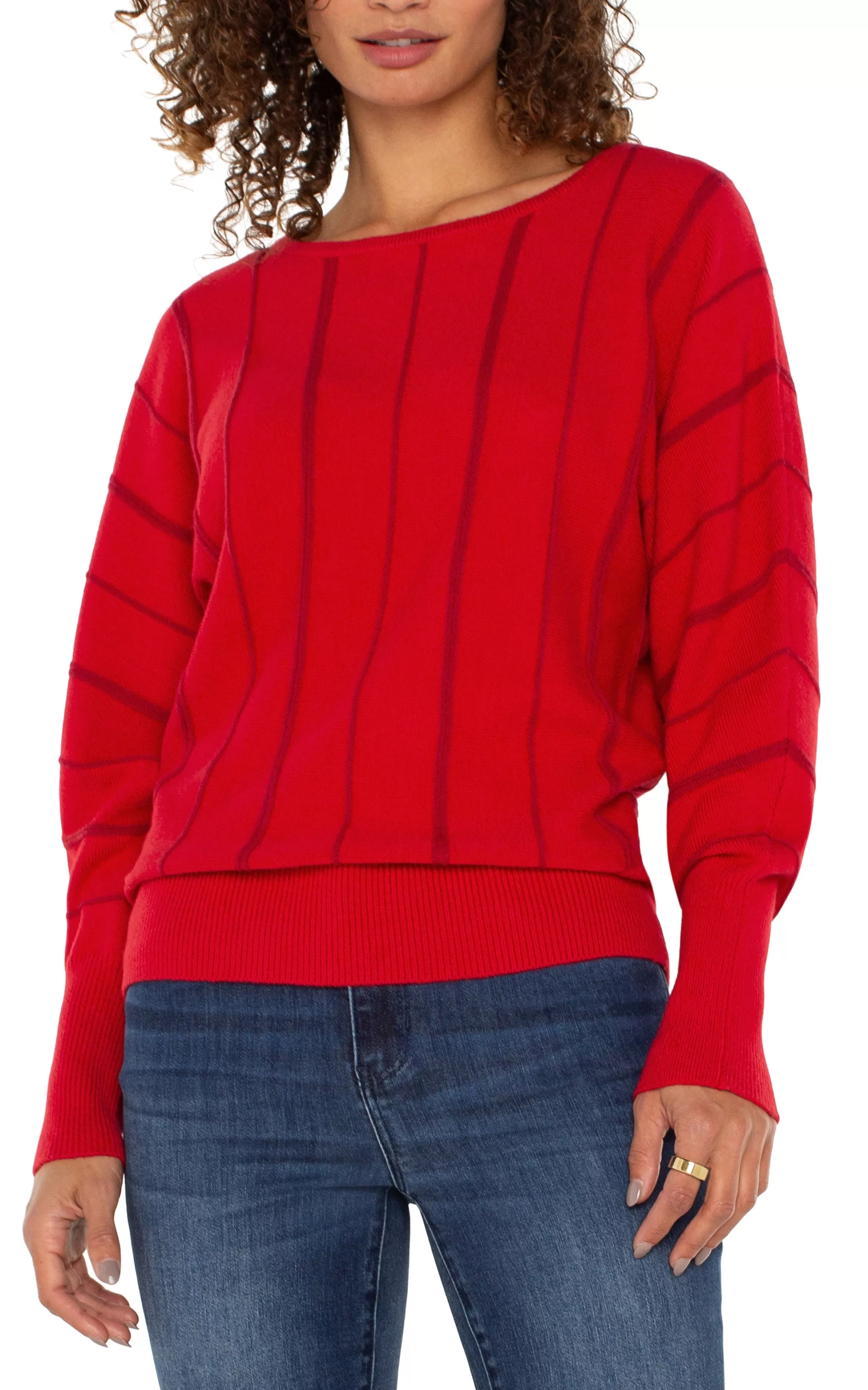 LONG SLEEVE DOLMAN SWEATER WITH STRIPE*Liverpool Los Angeles Flash Sale