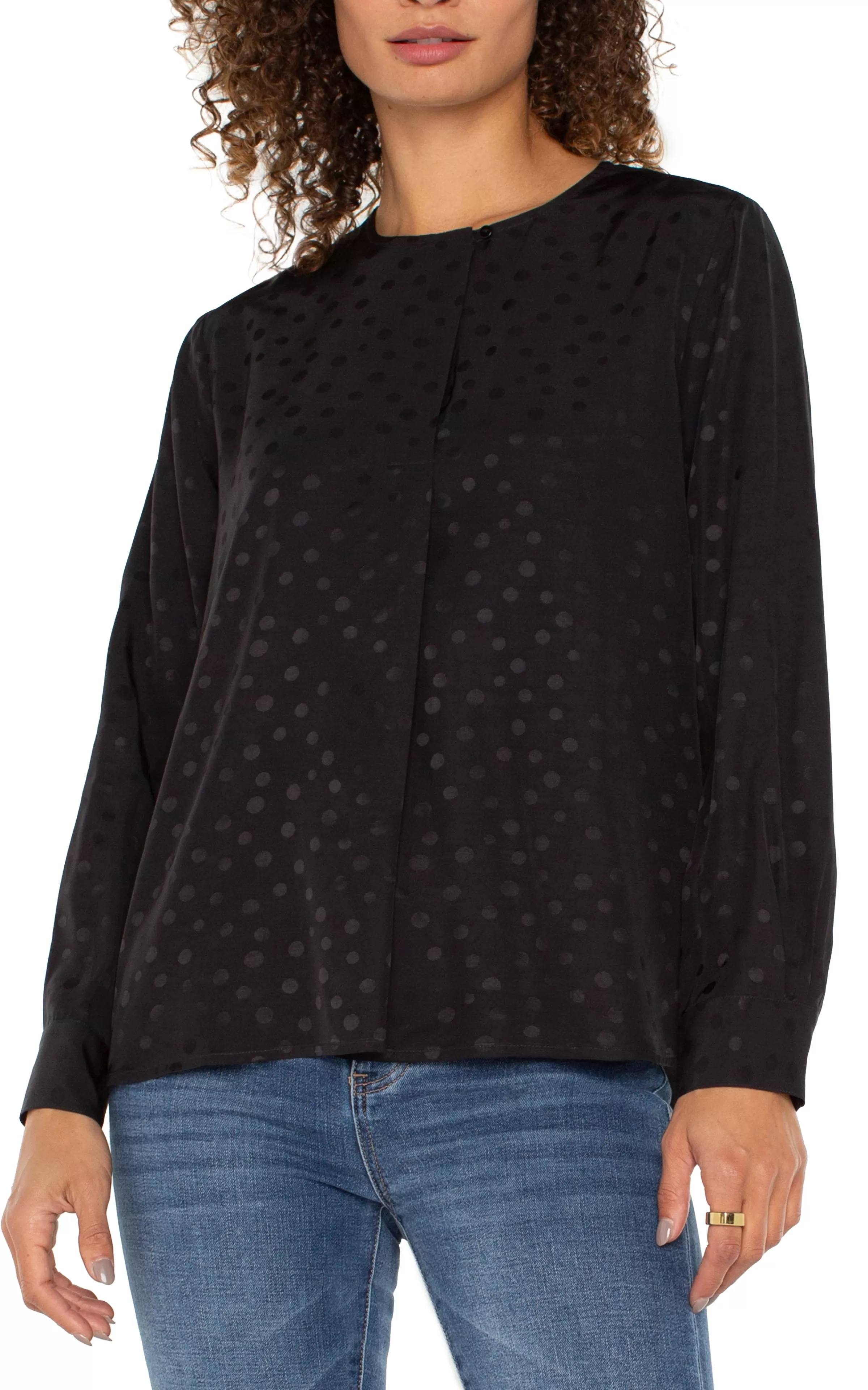 LONG SLEEVE POPOVER WOVEN BLOUSE*Liverpool Los Angeles Sale