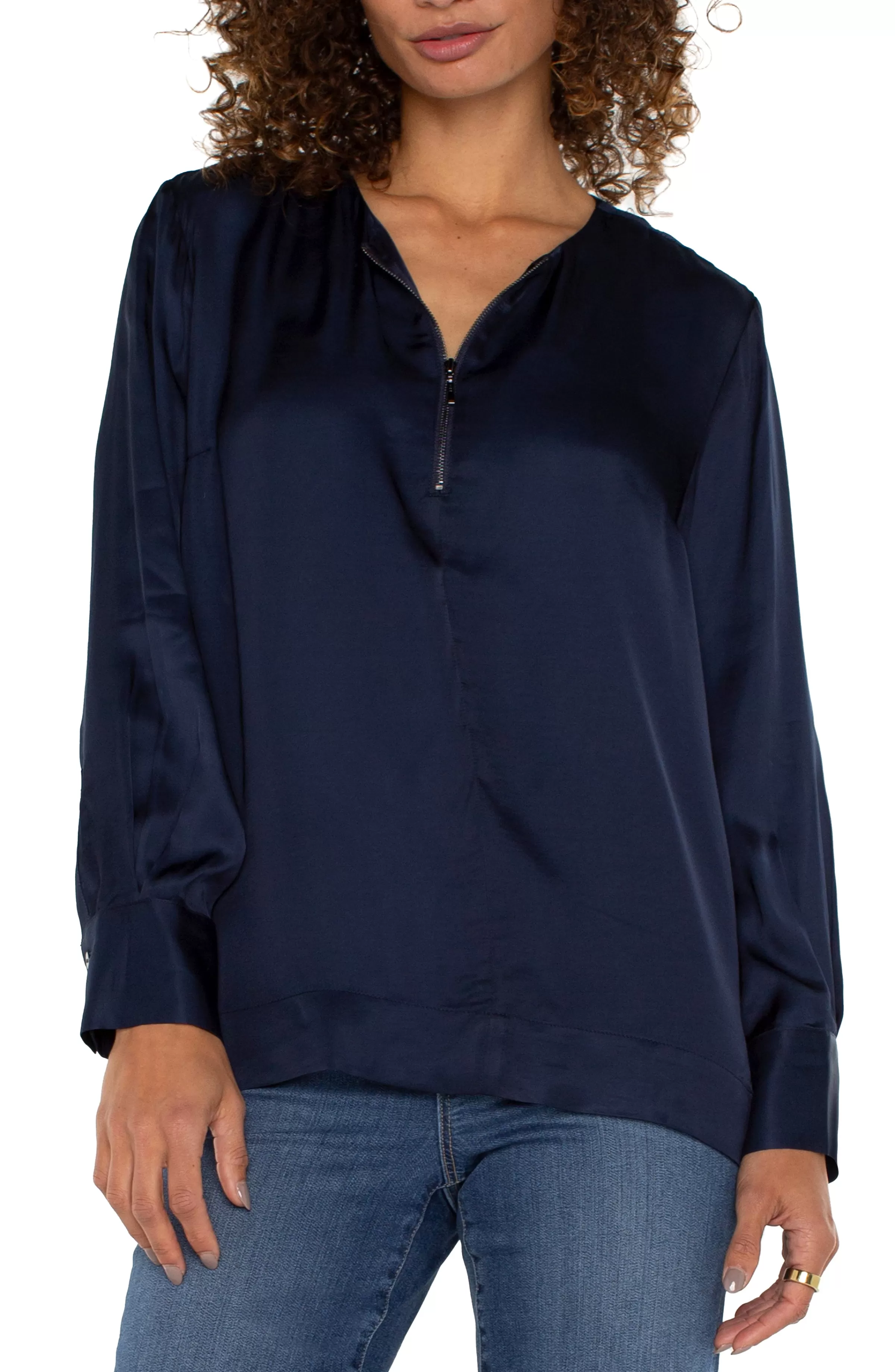 LONG SLEEVE WOVEN TOP WITH ZIP FRONT*Liverpool Los Angeles Flash Sale