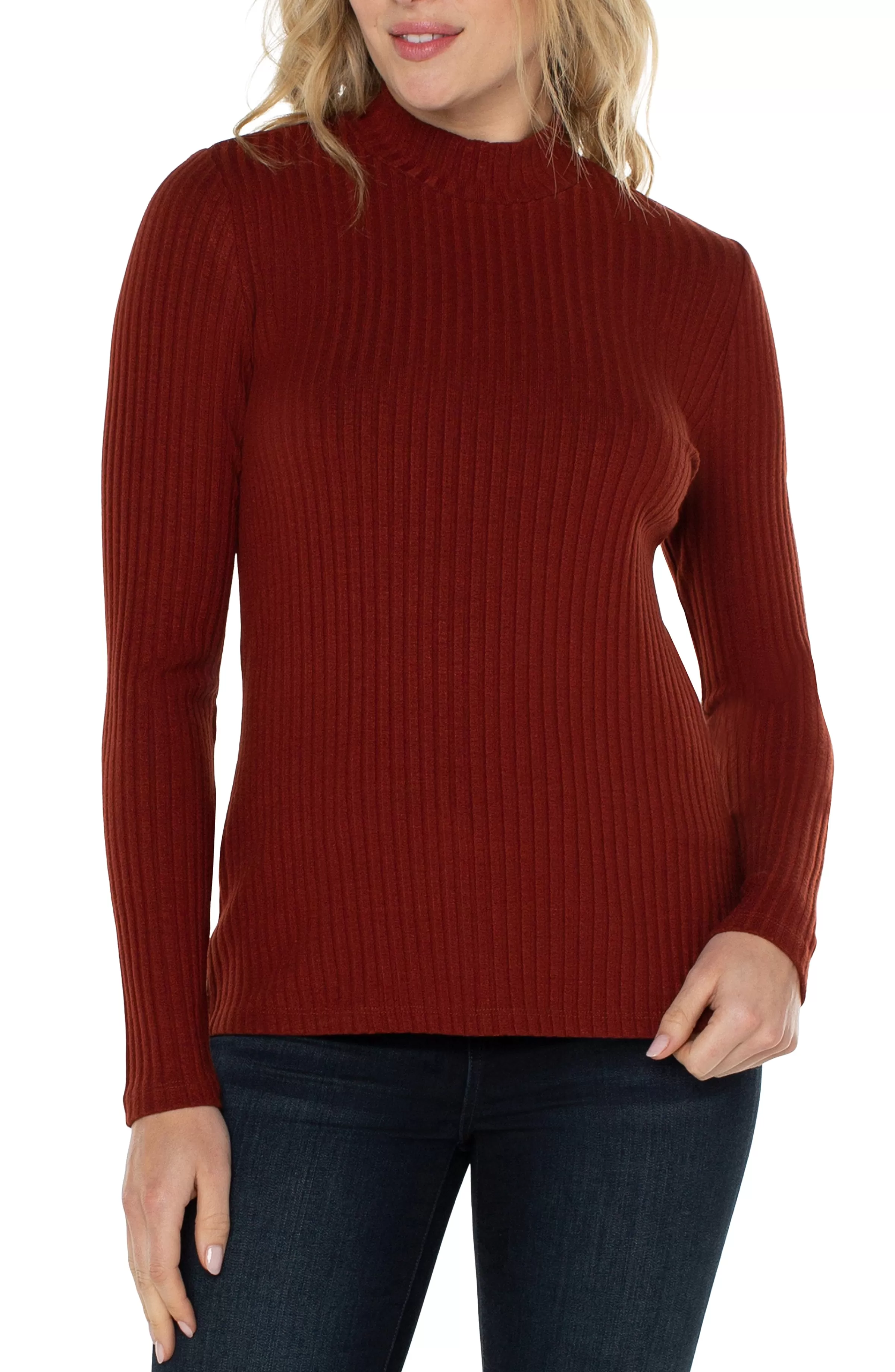 MOCK NECK LONG SLEEVE KNIT TOP*Liverpool Los Angeles Online