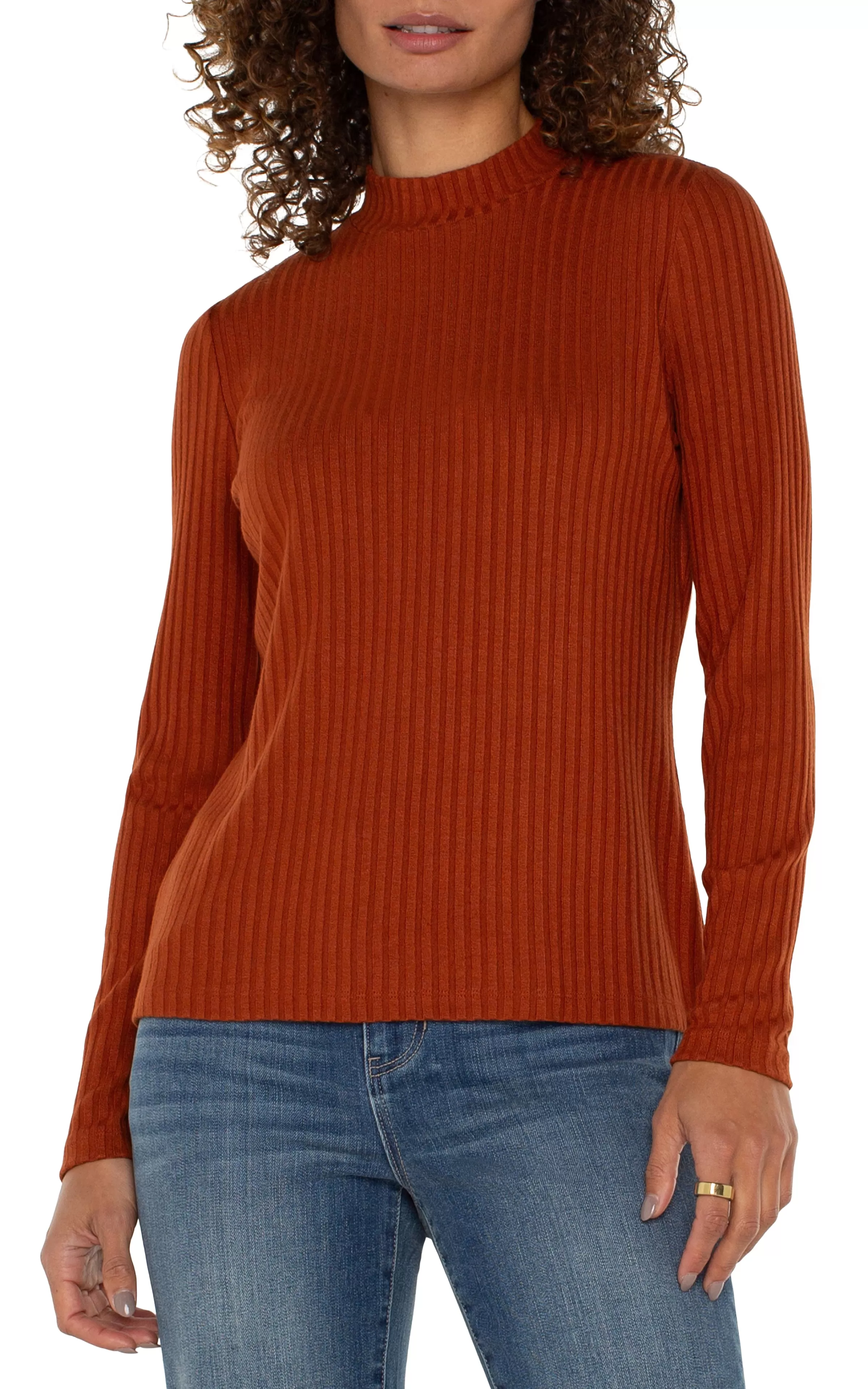 MOCK NECK LONG SLEEVE KNIT TOP*Liverpool Los Angeles Cheap