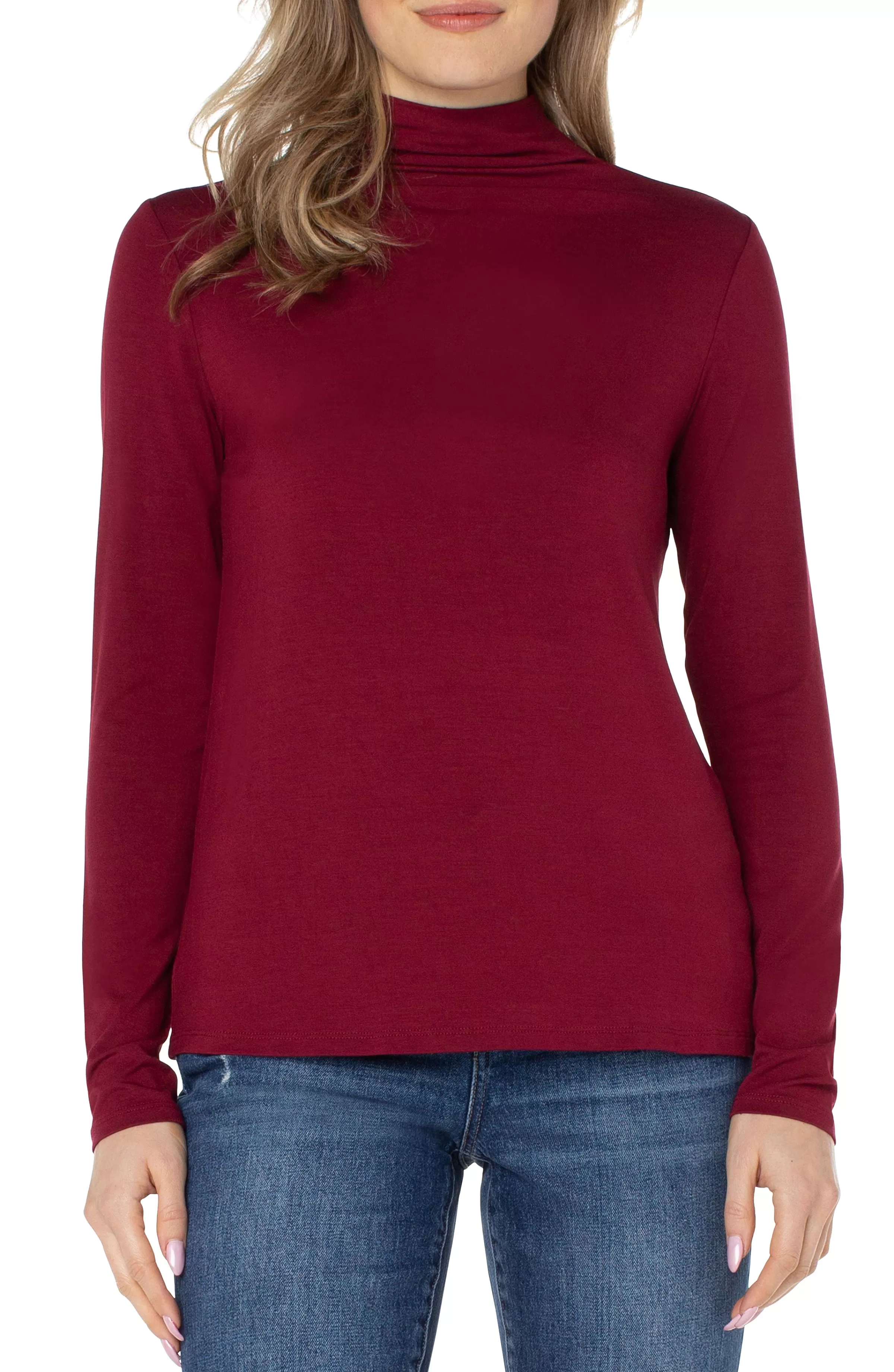 MOCK NECK LONG SLEEVE KNIT TOP*Liverpool Los Angeles Clearance