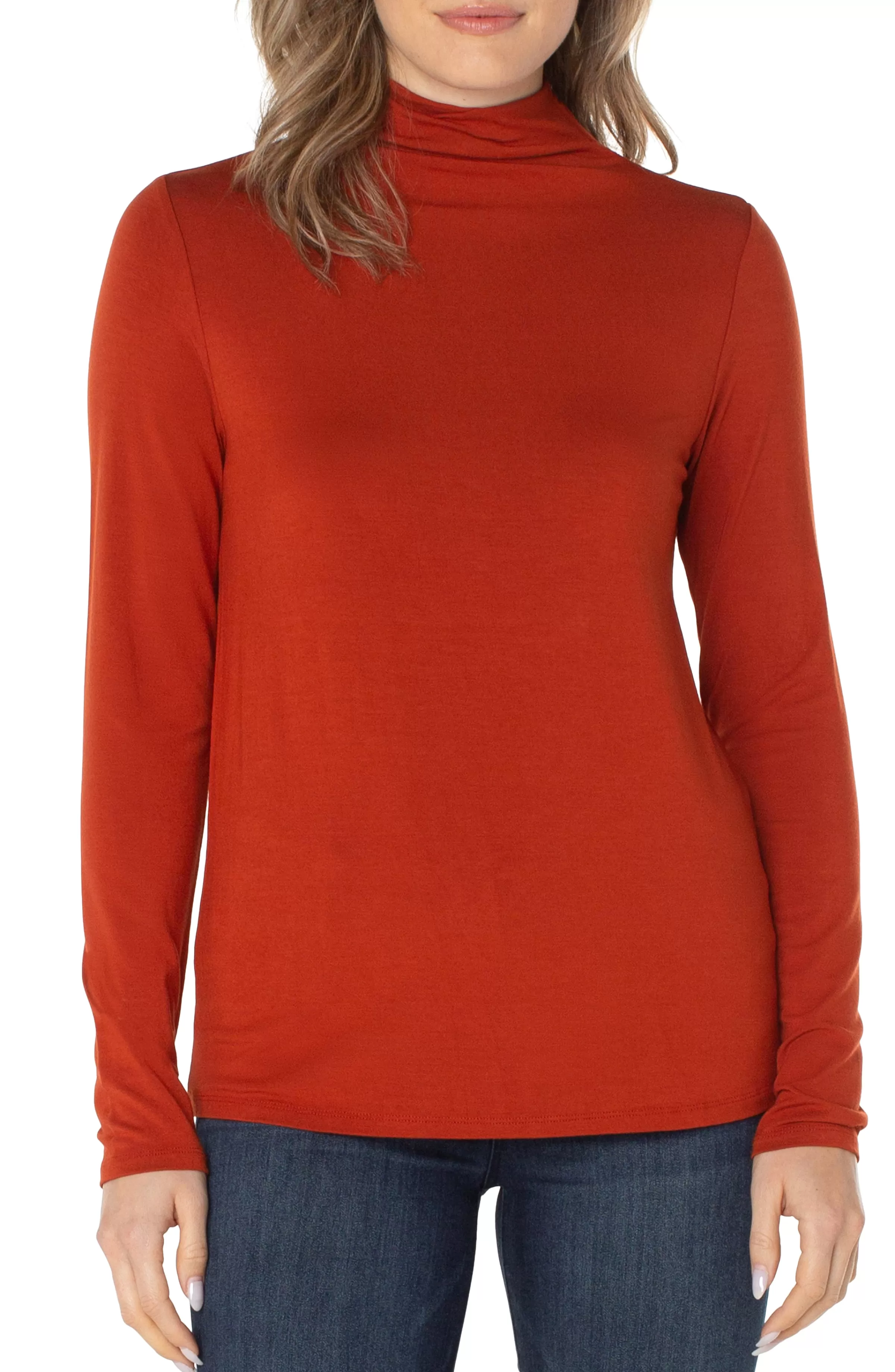 MOCK NECK LONG SLEEVE KNIT TOP*Liverpool Los Angeles Cheap