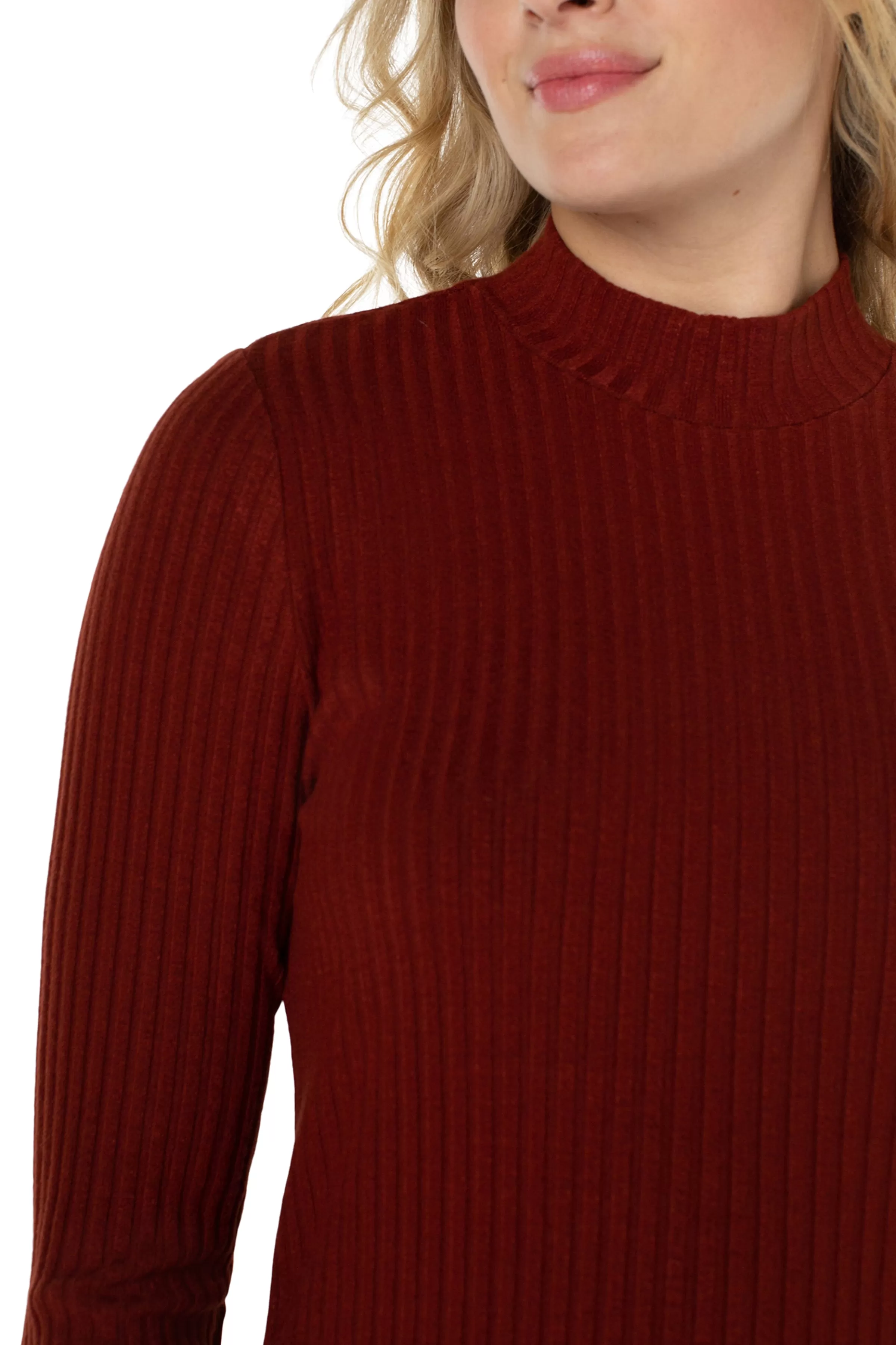 MOCK NECK LONG SLEEVE KNIT TOP*Liverpool Los Angeles Online