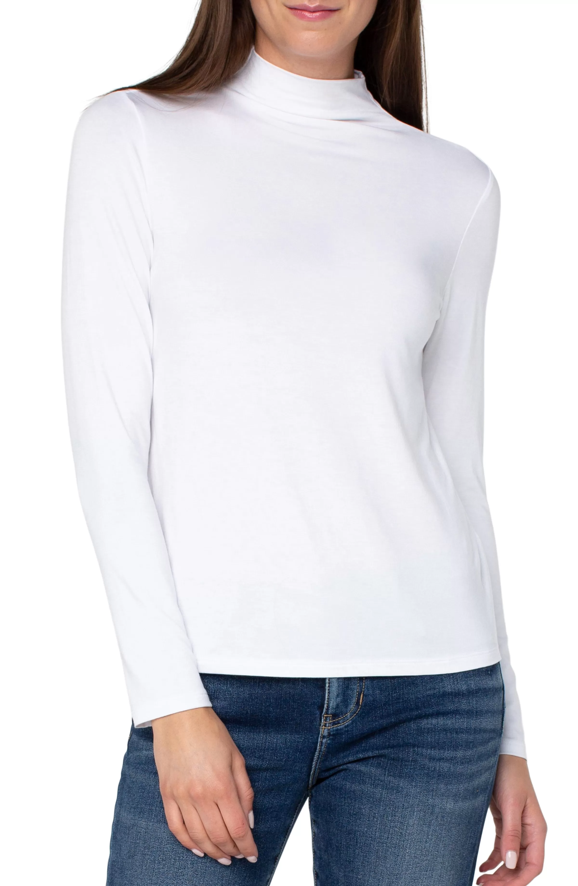 MOCK NECK LONG SLEEVE KNIT TOP*Liverpool Los Angeles Outlet