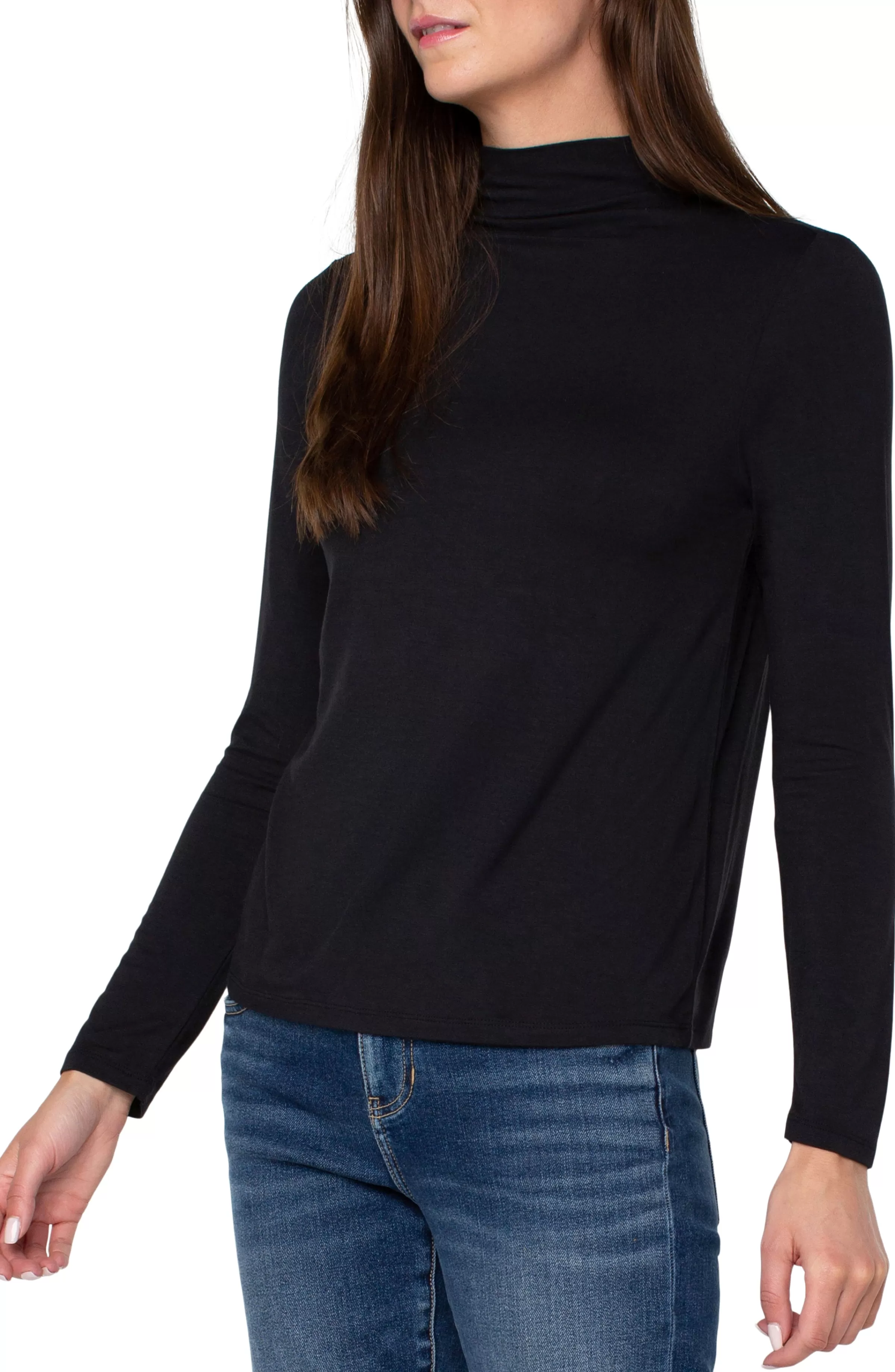 MOCK NECK LONG SLEEVE KNIT TOP*Liverpool Los Angeles Fashion