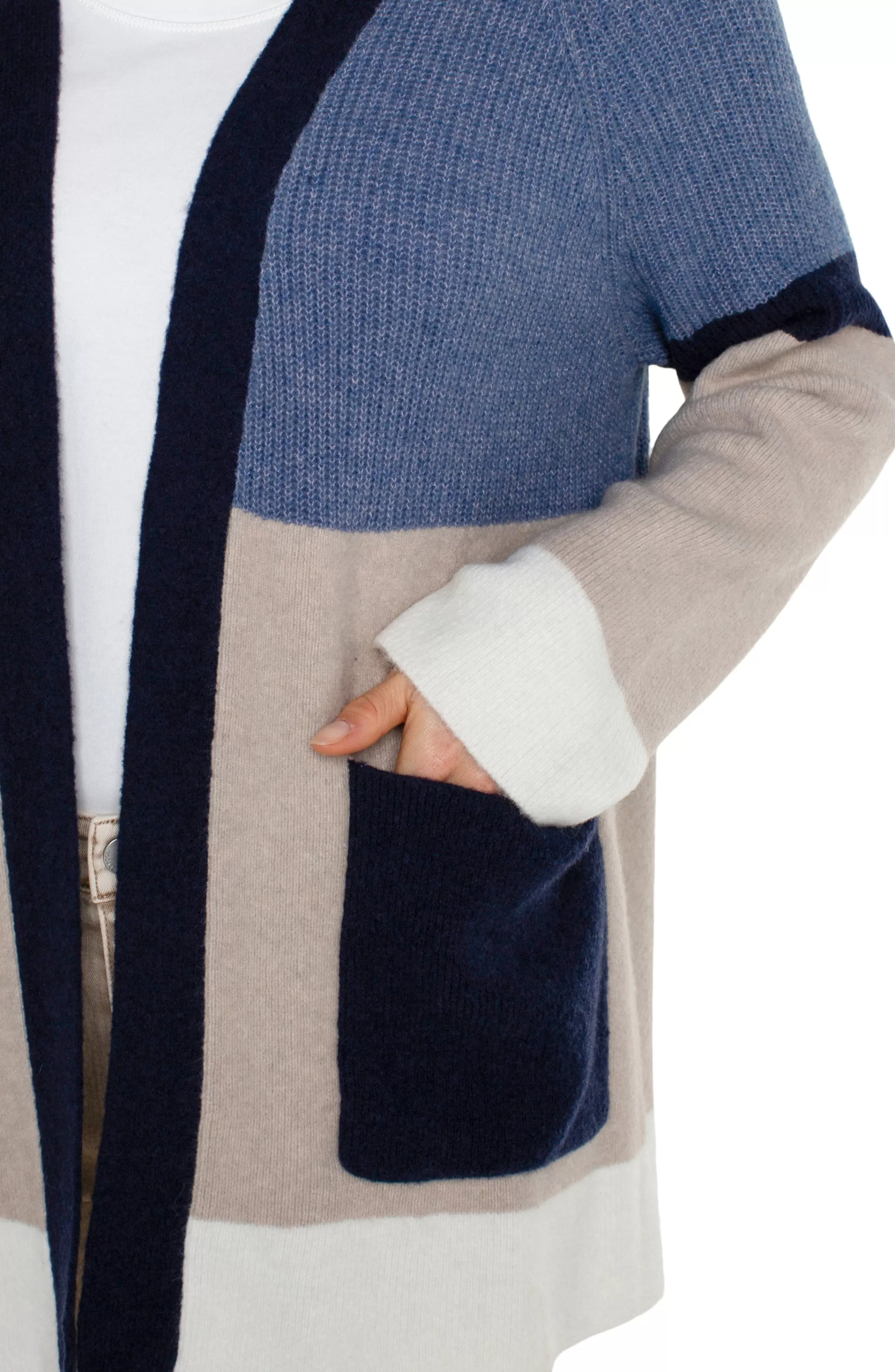 OPEN FRONT COLOR BLOCK CARDIGAN*Liverpool Los Angeles New