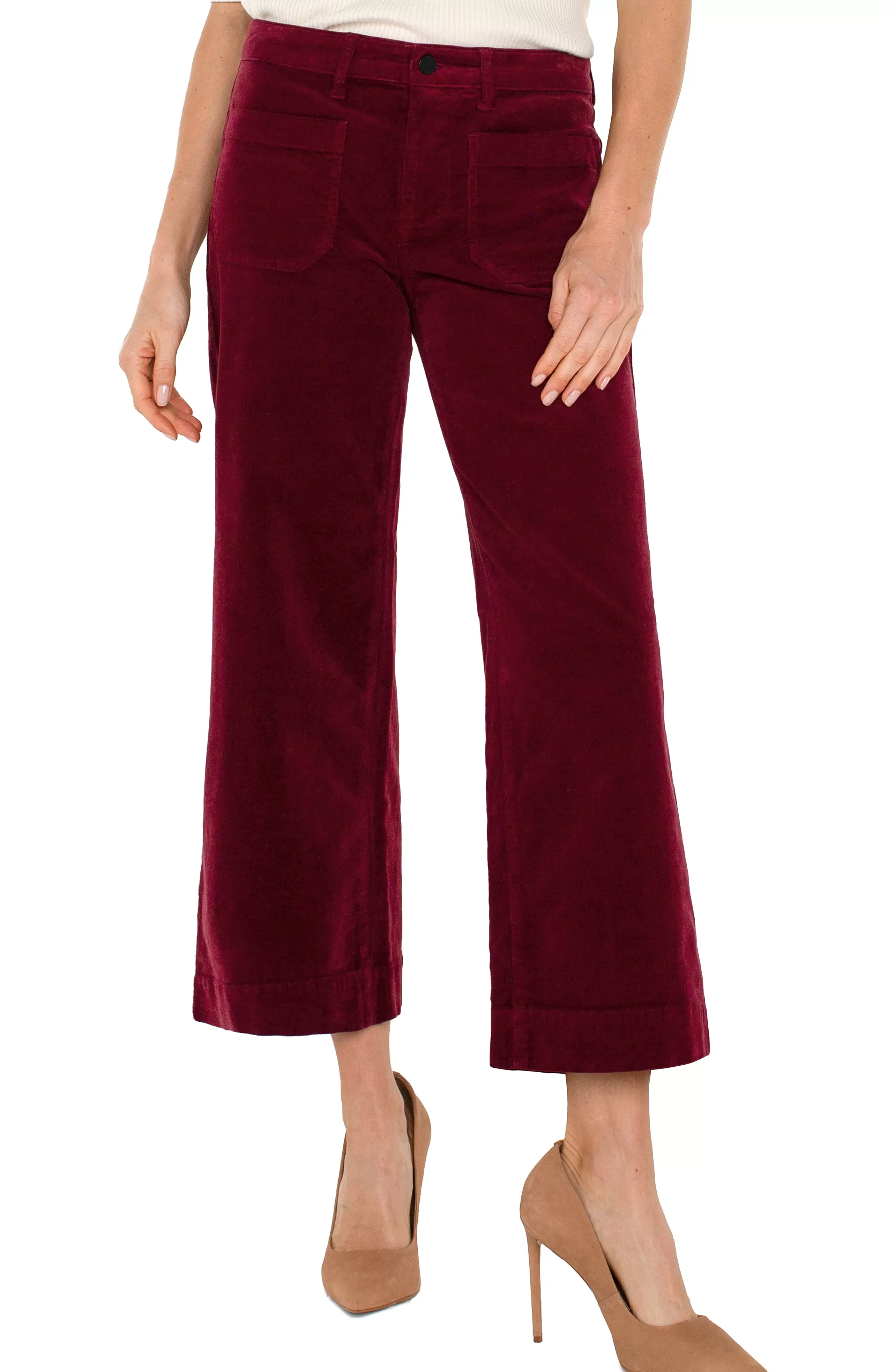 PETITE CORDUROY CROP WIDE LEG*Liverpool Los Angeles Discount