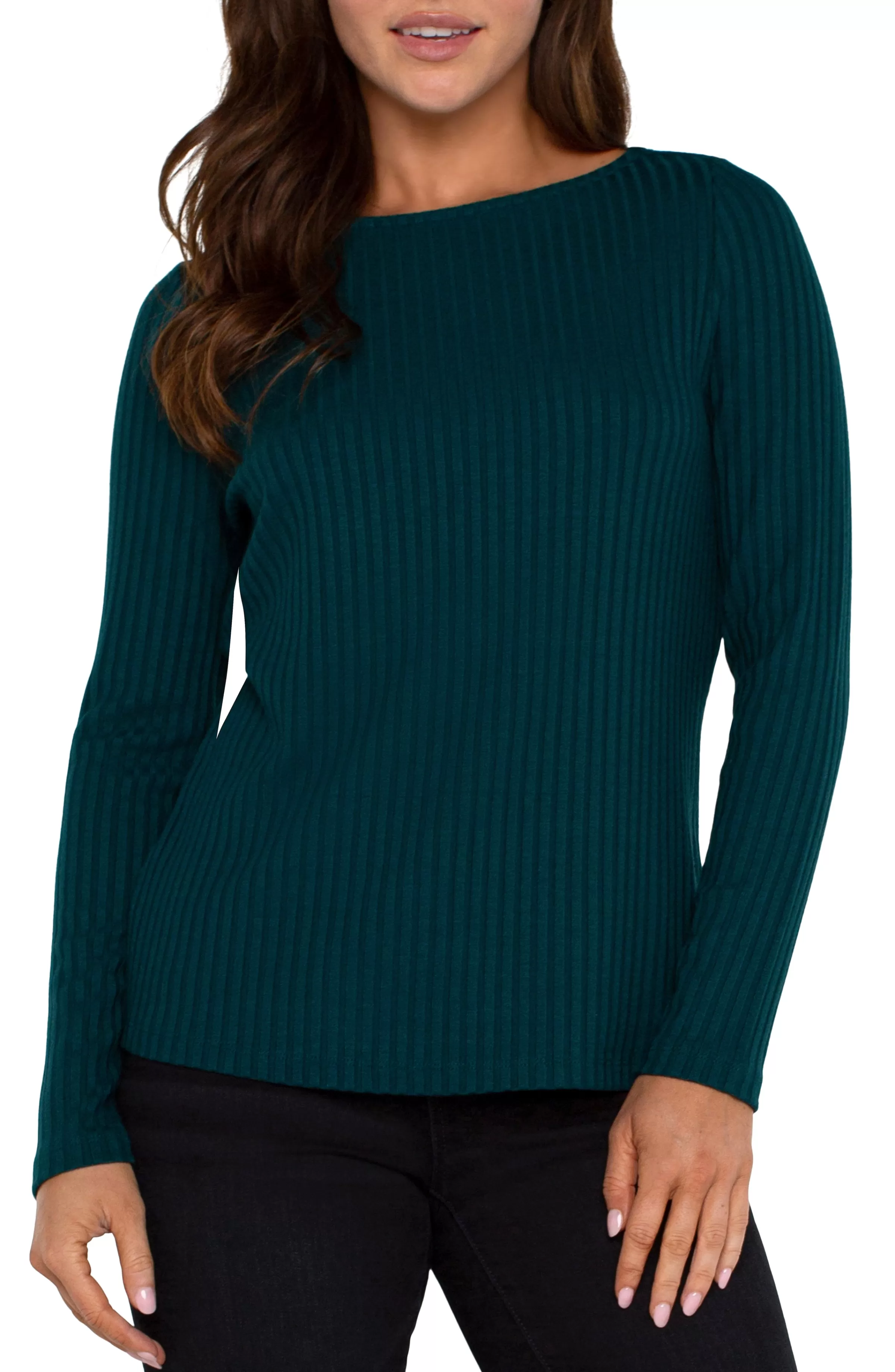 PETITE LONG SLEEVE BOAT NECK KNIT TOP*Liverpool Los Angeles Sale