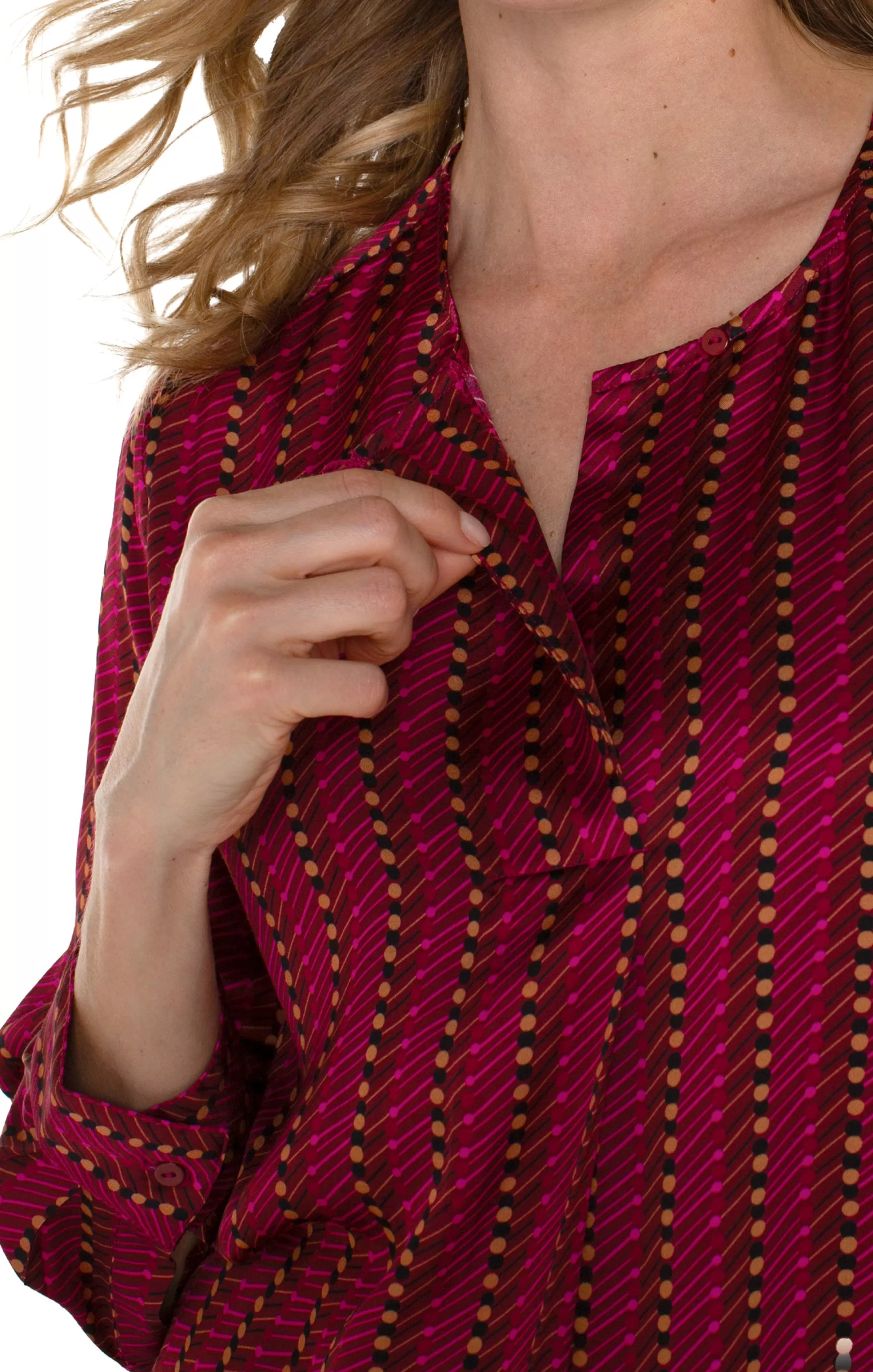 PETITE LONG SLEEVE POPOVER WOVEN BLOUSE*Liverpool Los Angeles Best Sale