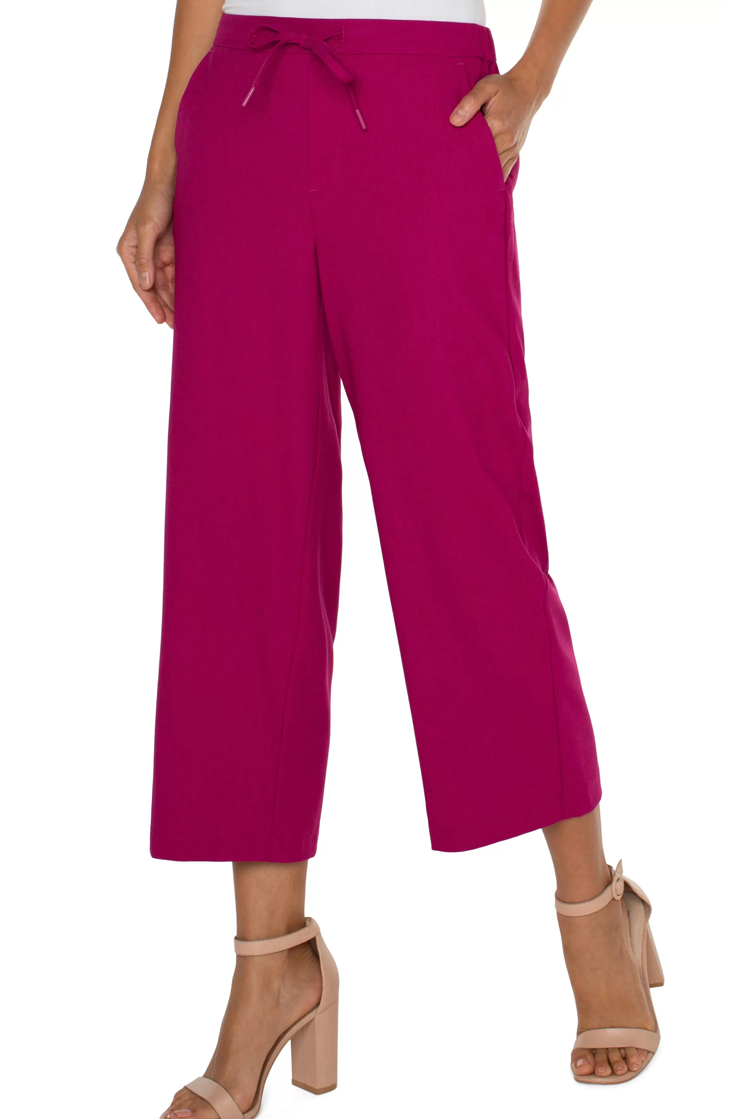 PETITE PULL-ON WIDE LEG CROP TROUSER*Liverpool Los Angeles Clearance