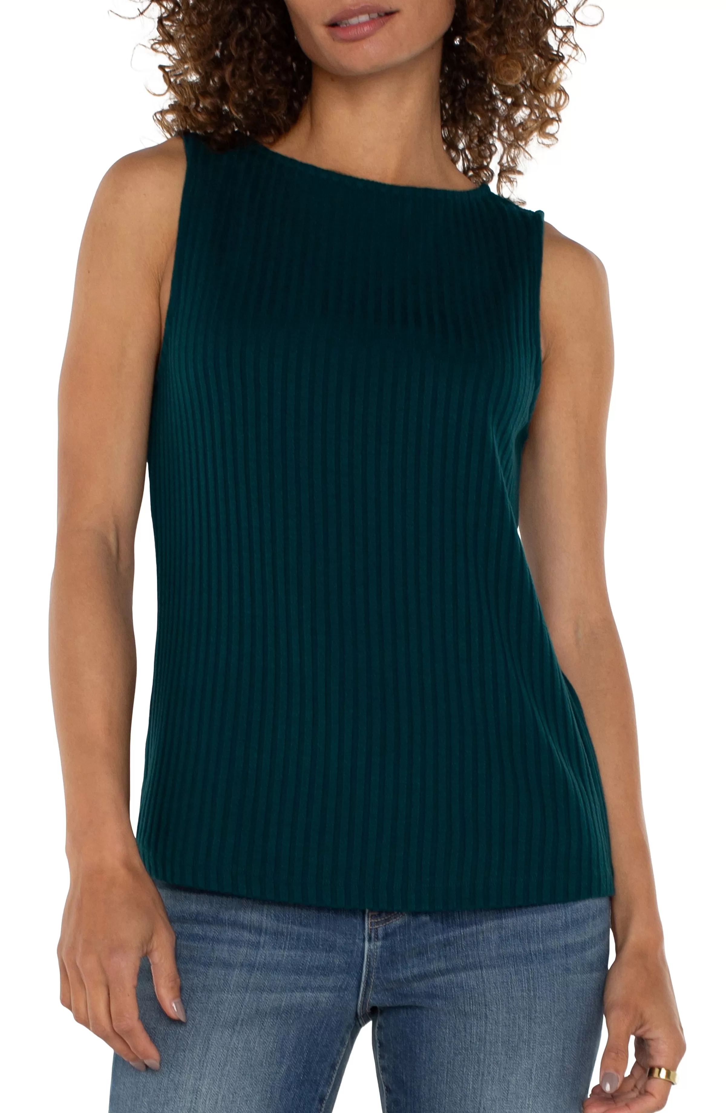 SLEEVELESS BOAT NECK RIB KNIT TOP*Liverpool Los Angeles Best