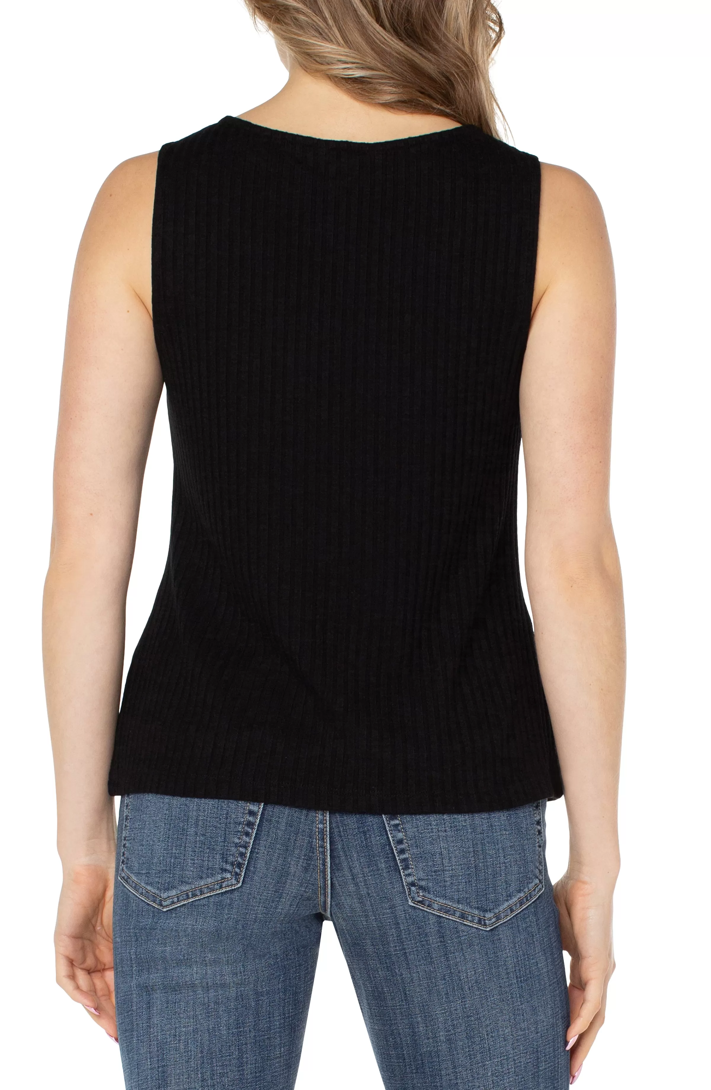 SLEEVELESS BOAT NECK RIB KNIT TOP*Liverpool Los Angeles Clearance