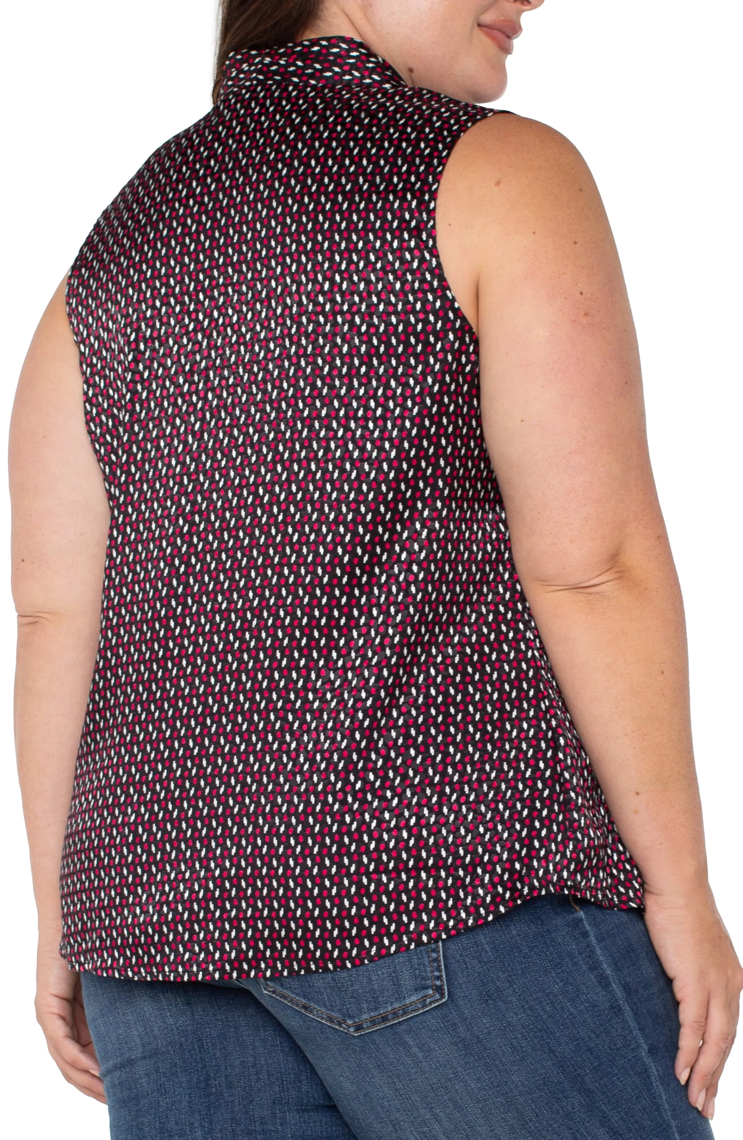 SLEEVELESS PLEATED NECK WOVEN BLOUSE*Liverpool Los Angeles Best