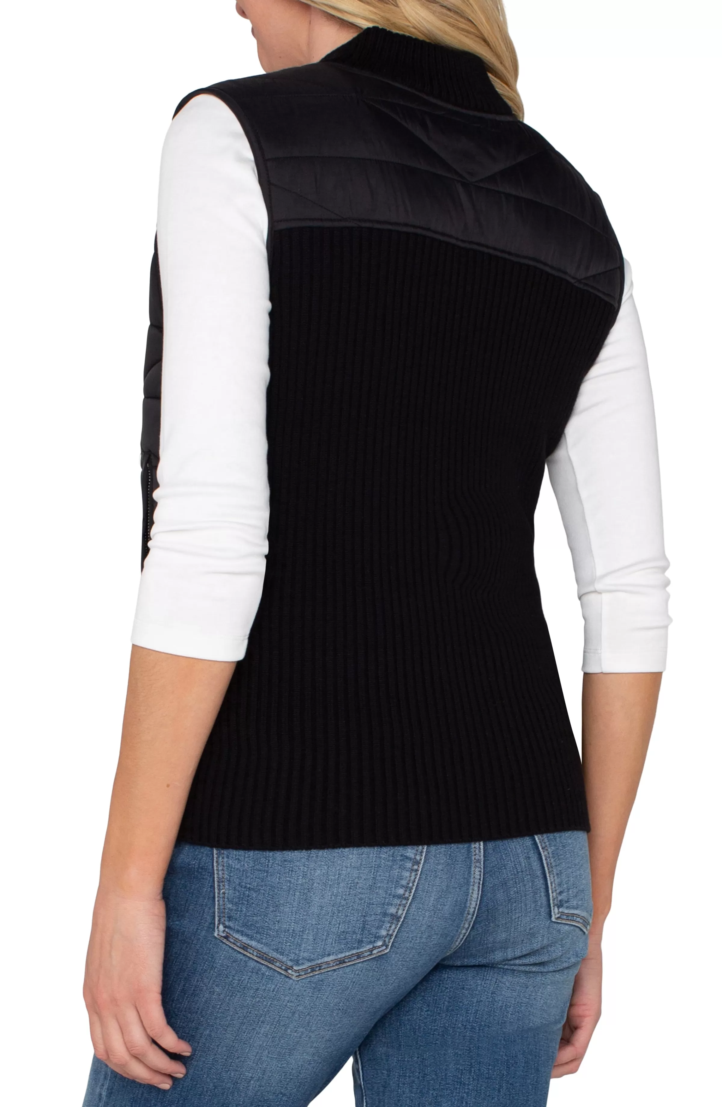 SLEEVELESS QUILTED FULL ZIP SWEATER VEST*Liverpool Los Angeles Online