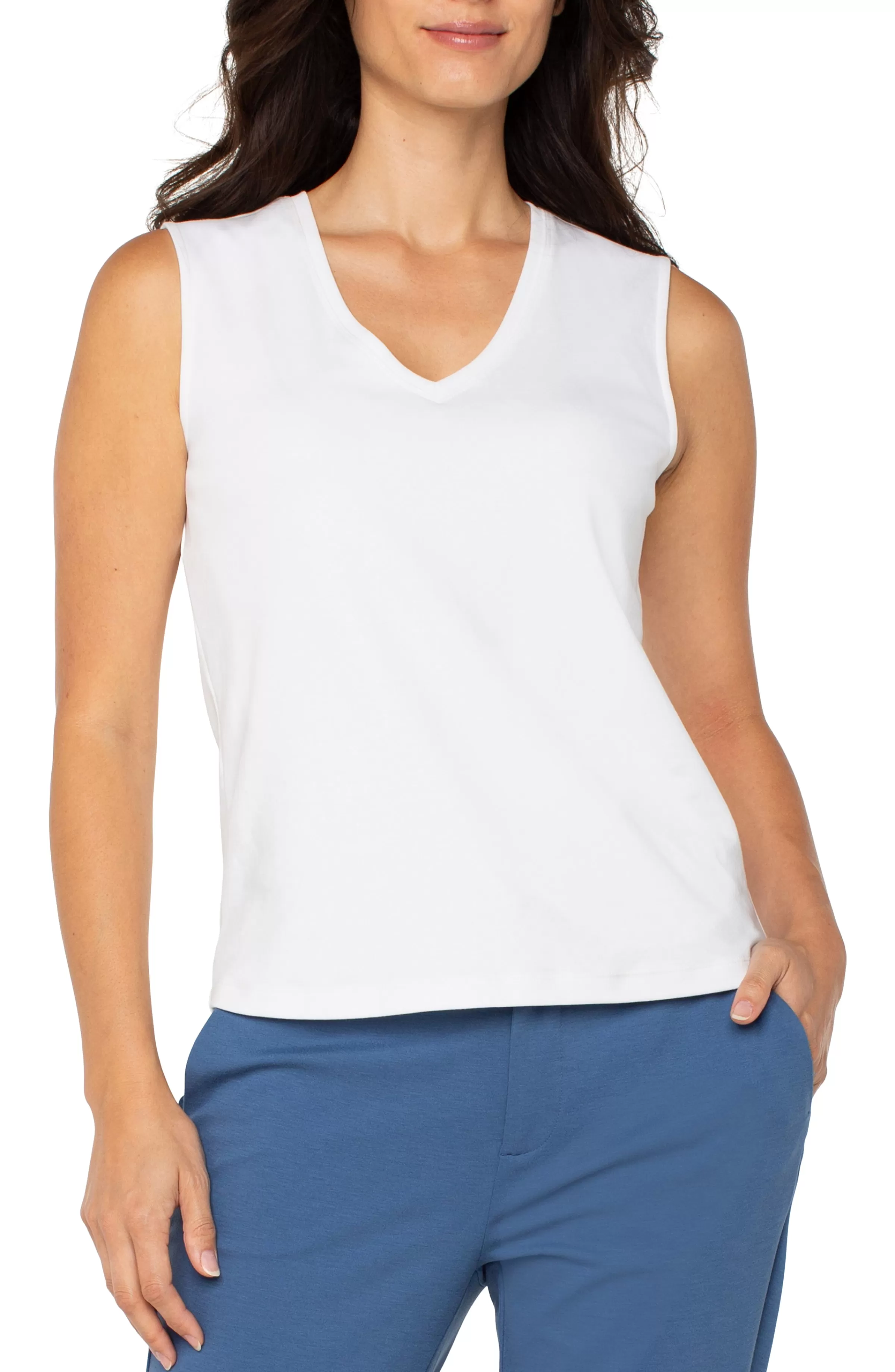 SLEEVELESS V NECK KNIT TOP*Liverpool Los Angeles Best