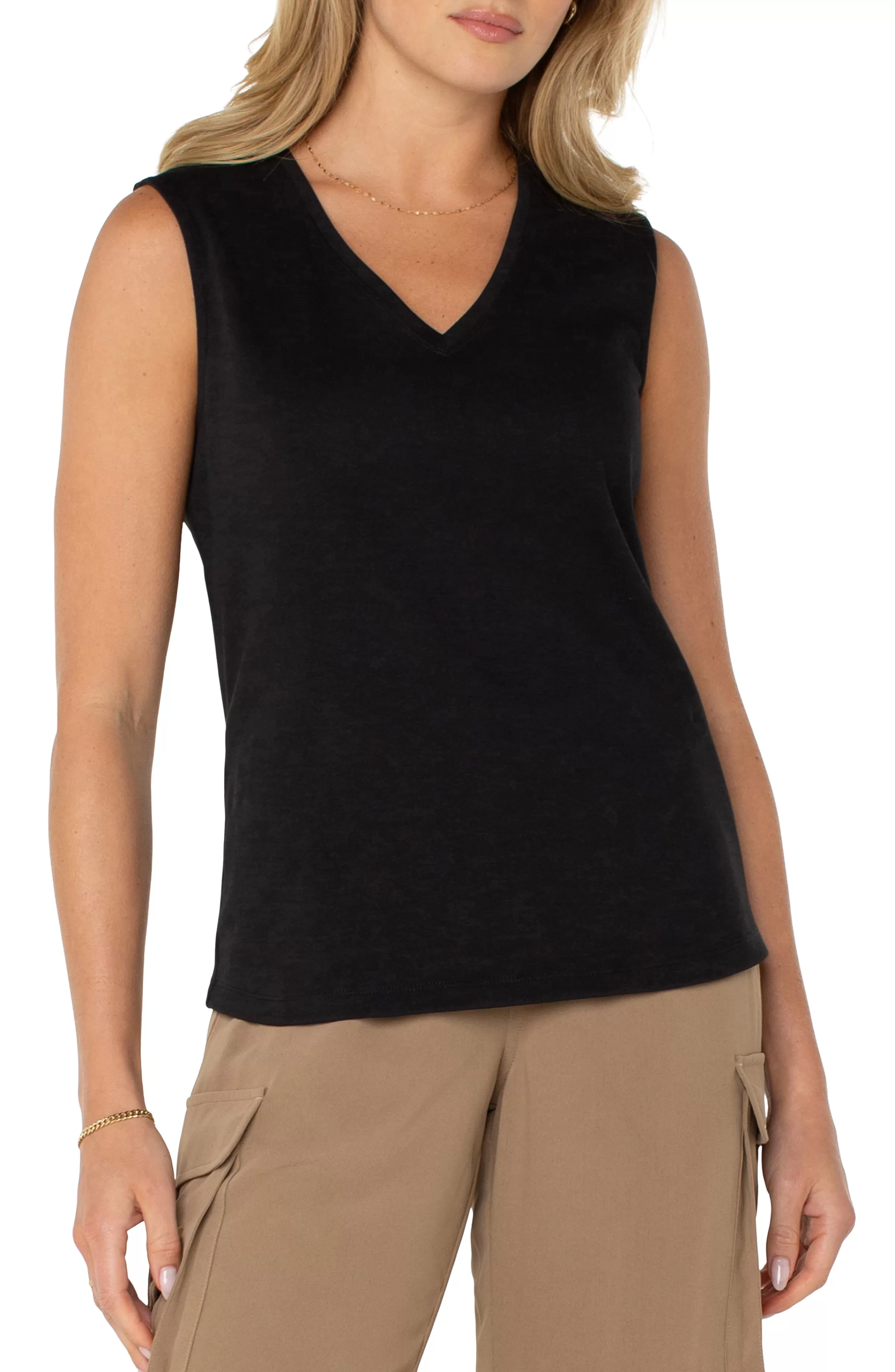 SLEEVELESS V-NECK KNIT TOP*Liverpool Los Angeles Store