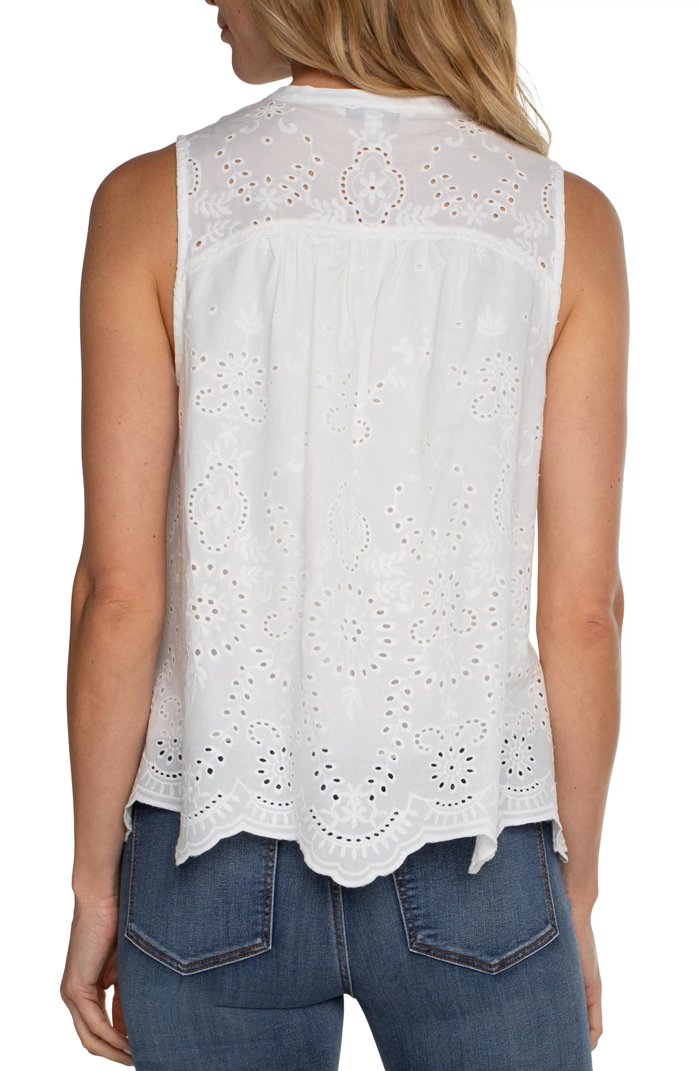 SLEEVELESS WOVEN EYELET TOP*Liverpool Los Angeles Best Sale