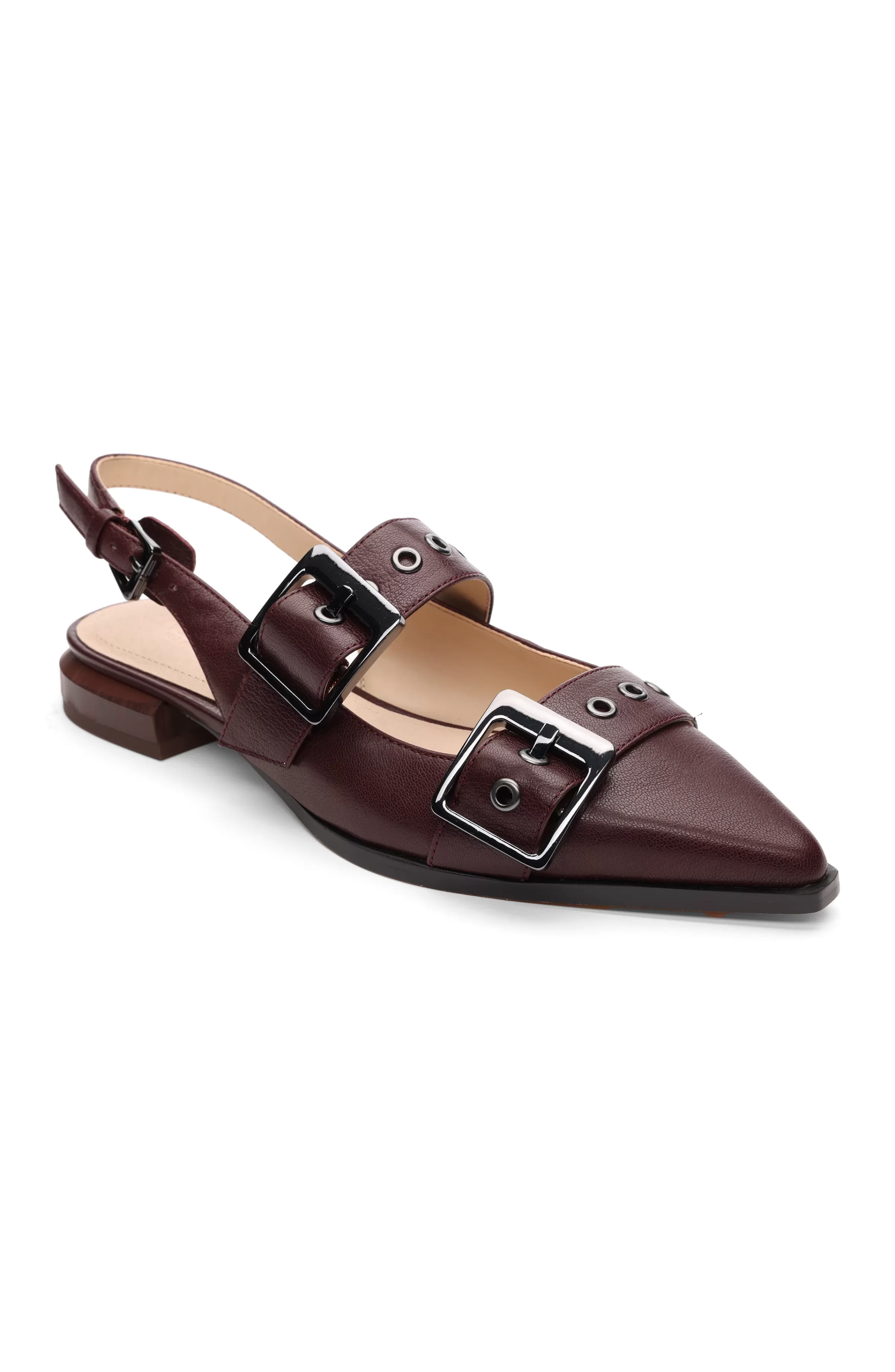 VILLA LEATHER SLINGBACK WITH DOUBLE BUCKLE*Liverpool Los Angeles Online