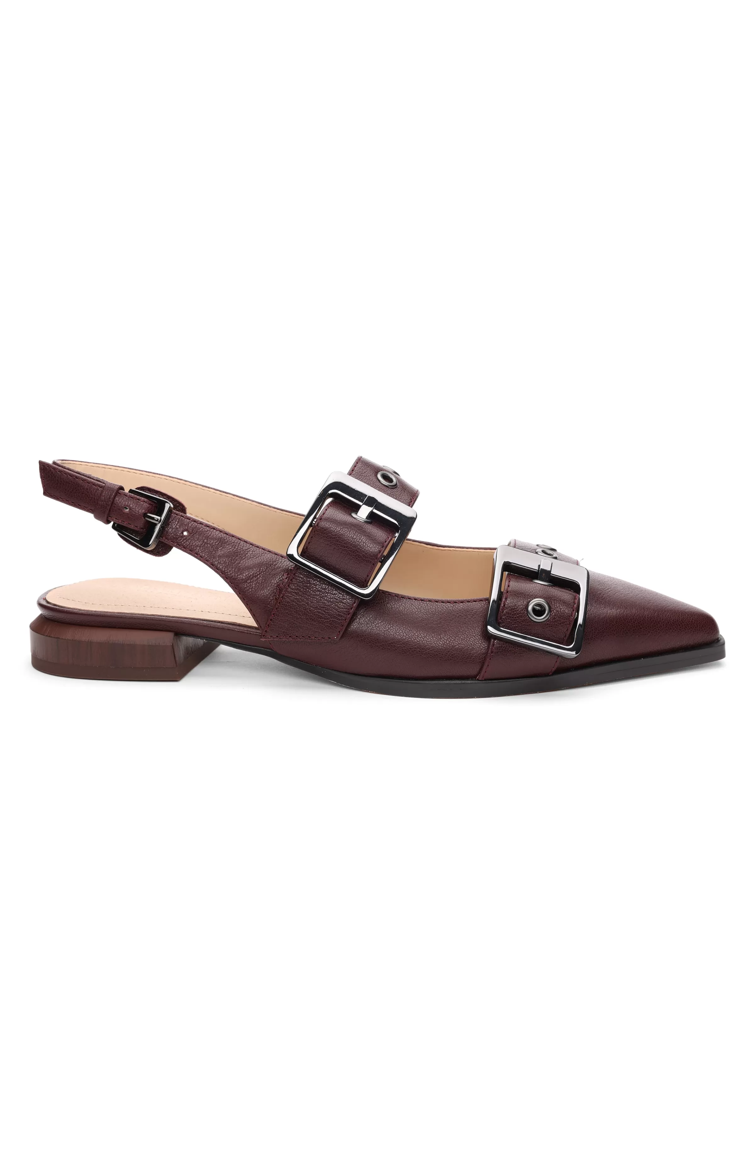 VILLA LEATHER SLINGBACK WITH DOUBLE BUCKLE*Liverpool Los Angeles Online